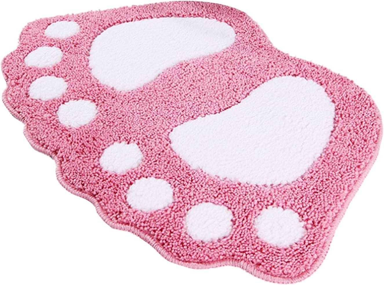Tappeto da bagno, 1 pz Cute Footprints Big Feet Tappeto da bagno Floccaggio Assorbimento d'acqua Tappetini Tappetino antiscivolo (Color : Light Grey, Specification : 400MMx600MM) ( Color : Pink )