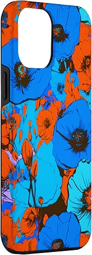 Miniatura 3 de Funda para iPhone 13 Pro Max Pop Art Retro Floral Cobalto Azul Naranja Flor Diseño