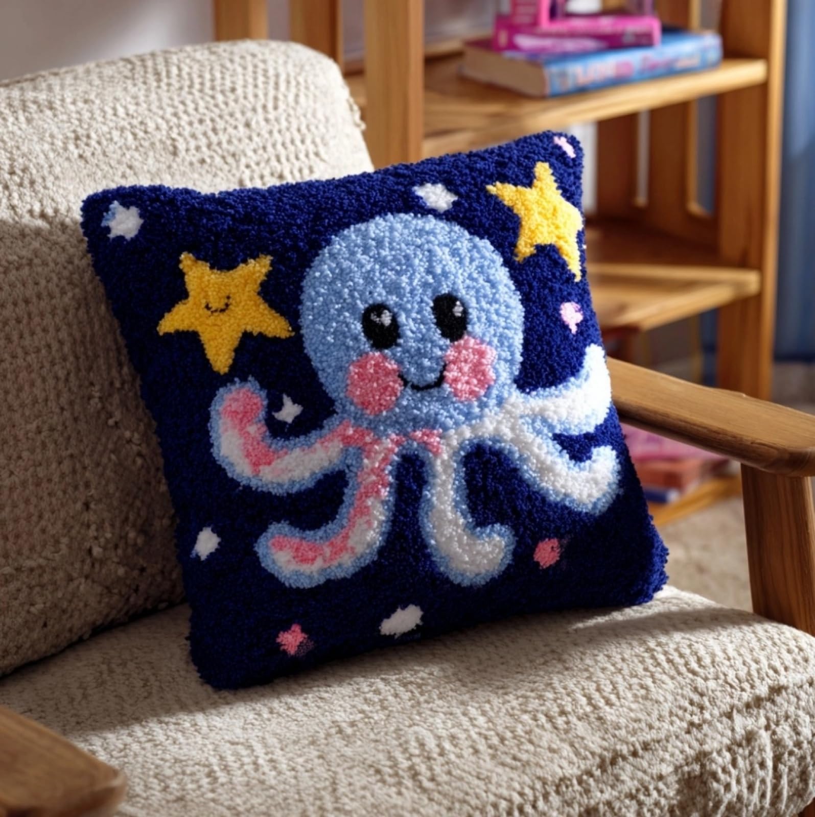 WallustrioaW Latch Hook Cushion Kits for Adults,Octopus and Stars