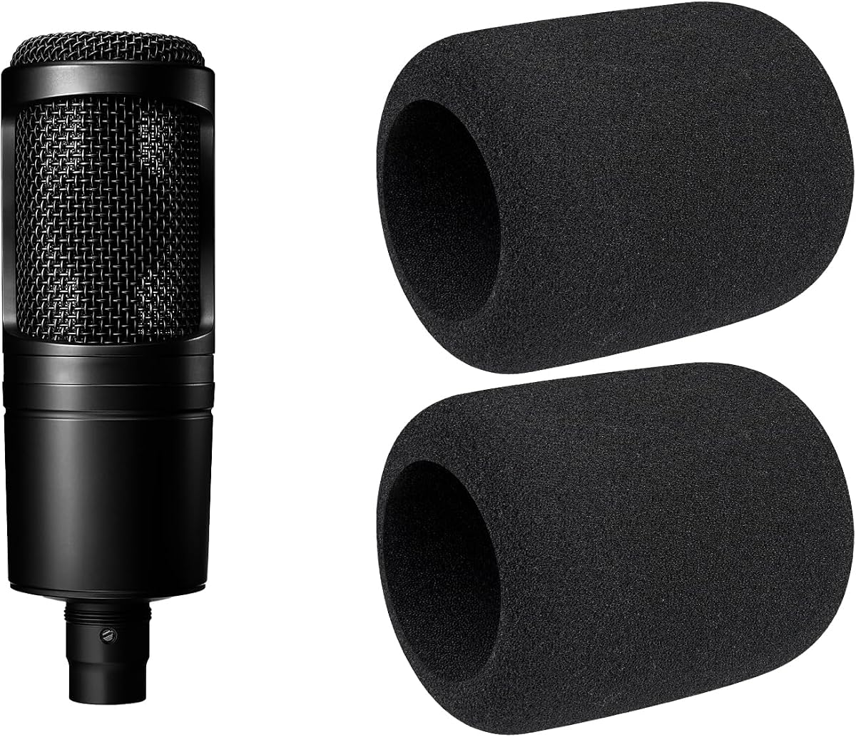 Filtro pop de 2 piezas para ATH AT2020/AT2050/AT4040 - Negro | Parabrisas para micrófono Audio-Technica AT2020/AT2050/AT4040