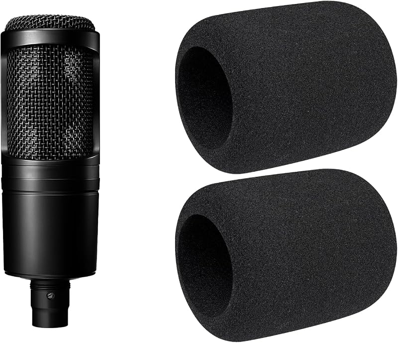 Filtro pop de 2 piezas para ATH AT2020/AT2050/AT4040 - Negro | Parabrisas para micrófono Audio-Technica AT2020/AT2050/AT4040
