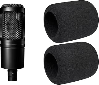 Filtro pop de 2 piezas para ATH AT2020/AT2050/AT4040 - Negro | Parabrisas para micrófono Audio-Technica AT2020/AT2050/AT4040