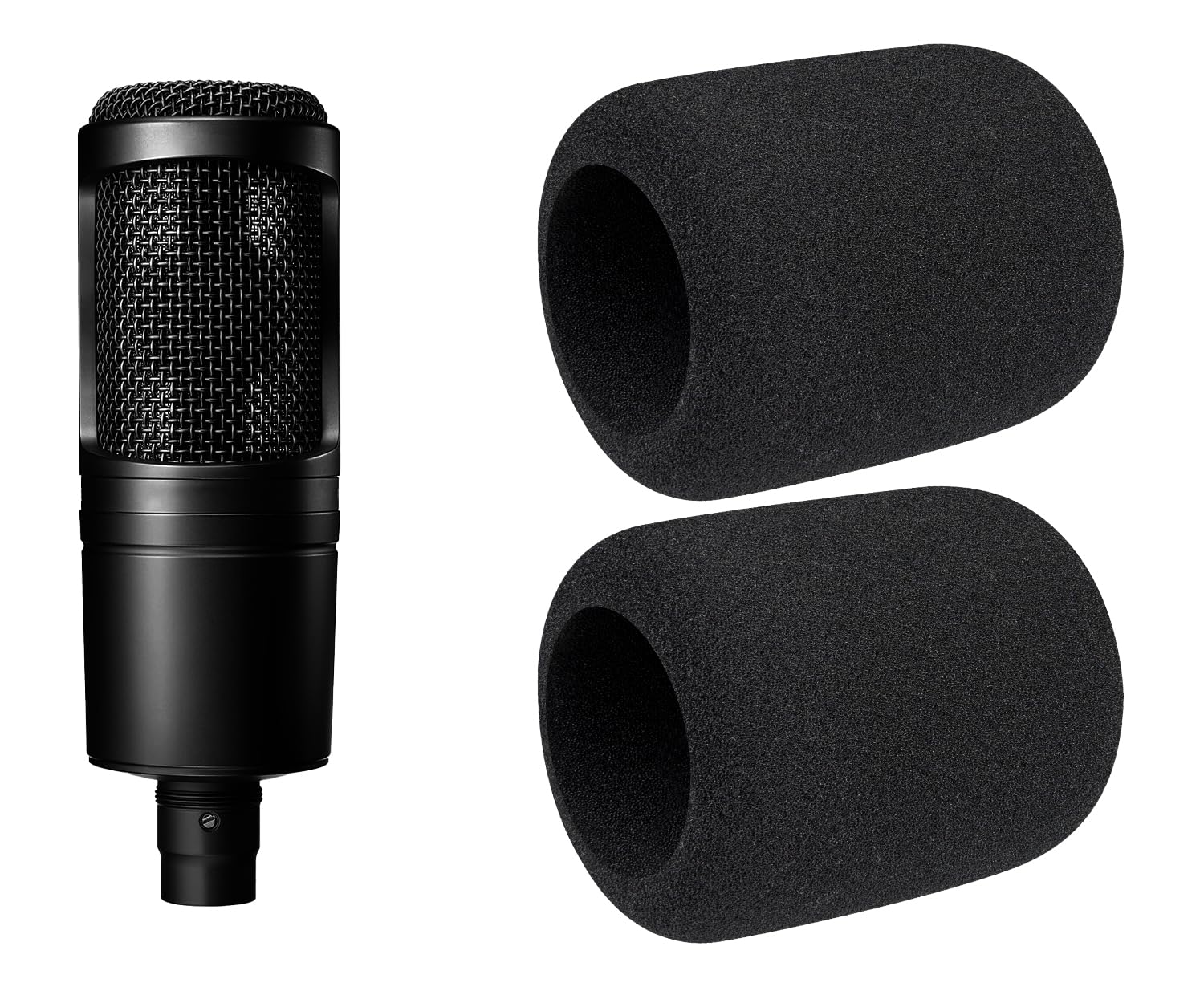 SOULWIT 2 Stück Mikrofon Pop Filter für Audio-Technica ATH AT2020/AT2050/AT4040 Cardioid Condenser Kopfhörer, Schutz Mikrofon Schaum Abdecken Windschutz
