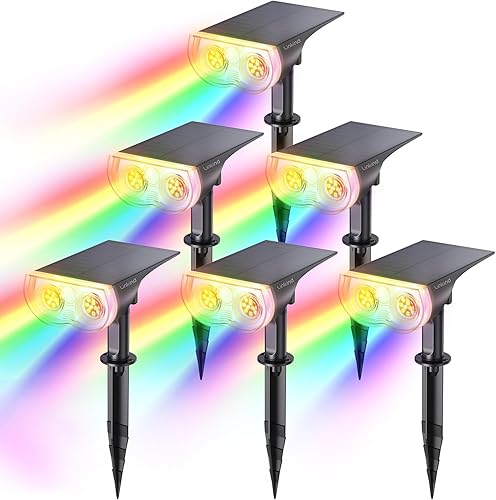 Miniatura 1 de Linkind - Focos solares, luces de jardín para exteriores, focos solares para jardín con 16 LEDs RGBW que cambian de color, luz de seguridad IP67,
