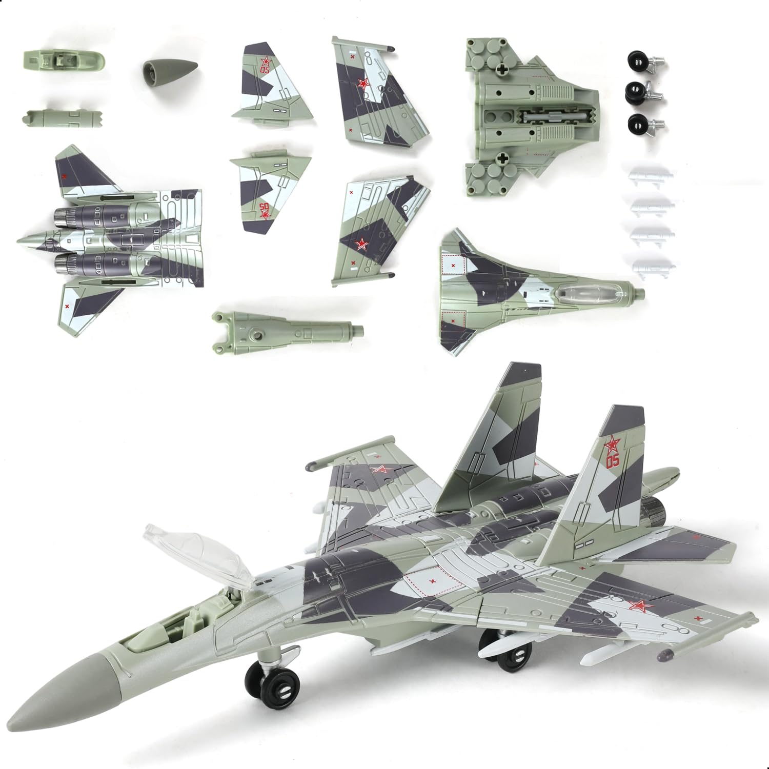 Amazon.com: SEBUNAS 1:100 Scale SU-35 Fighter Jet Quick Build