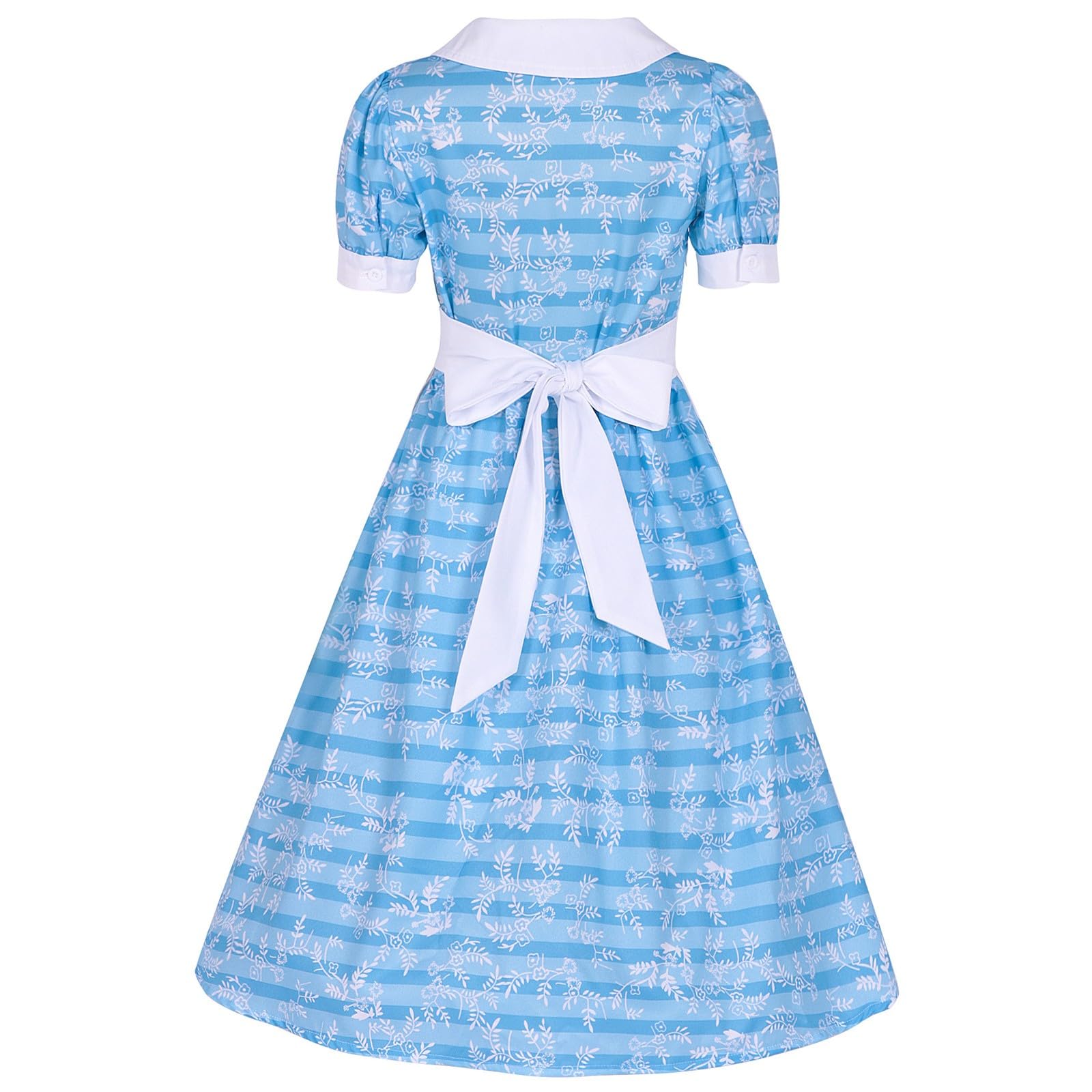 Vestido de niña Estilo jardín con Estampado Floral, Delantal, Sombrero, Traje, Falda Larga, Punto piqué, Suave y Bordado, Ideal para Uso Diario, Primavera Casual # L