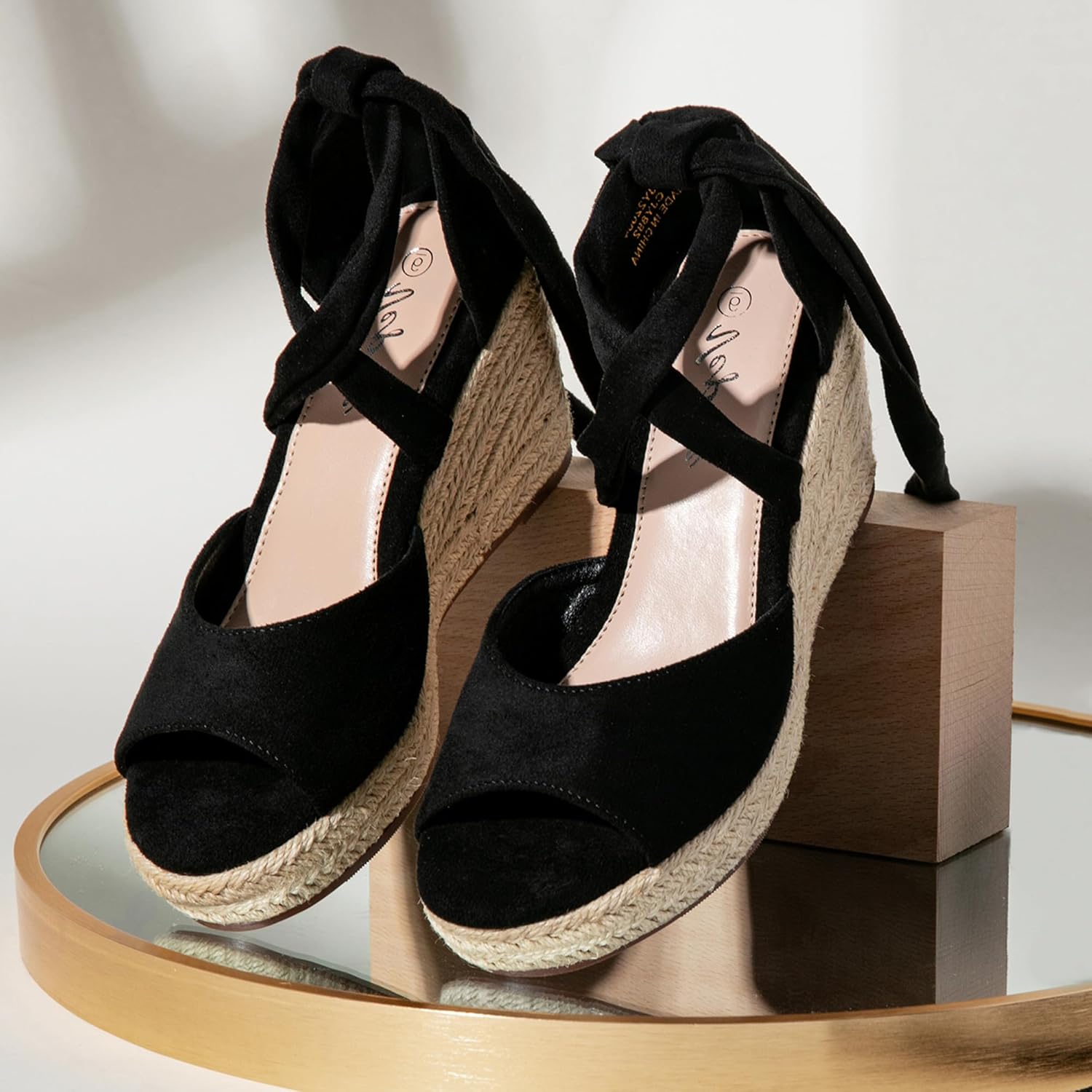 Vepose Women's Platform Wedge Sandals Rome Espadrilles Open Toe High Heel Sandals for Women with Lace-Up - Image 3