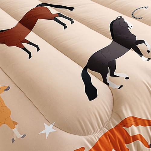 Miniatura 6 de Datura home Juego de ropa de cama de edredón de caballo para niños, niñas y adolescentes, juego de ropa de cama de dibujos animados de herradura del