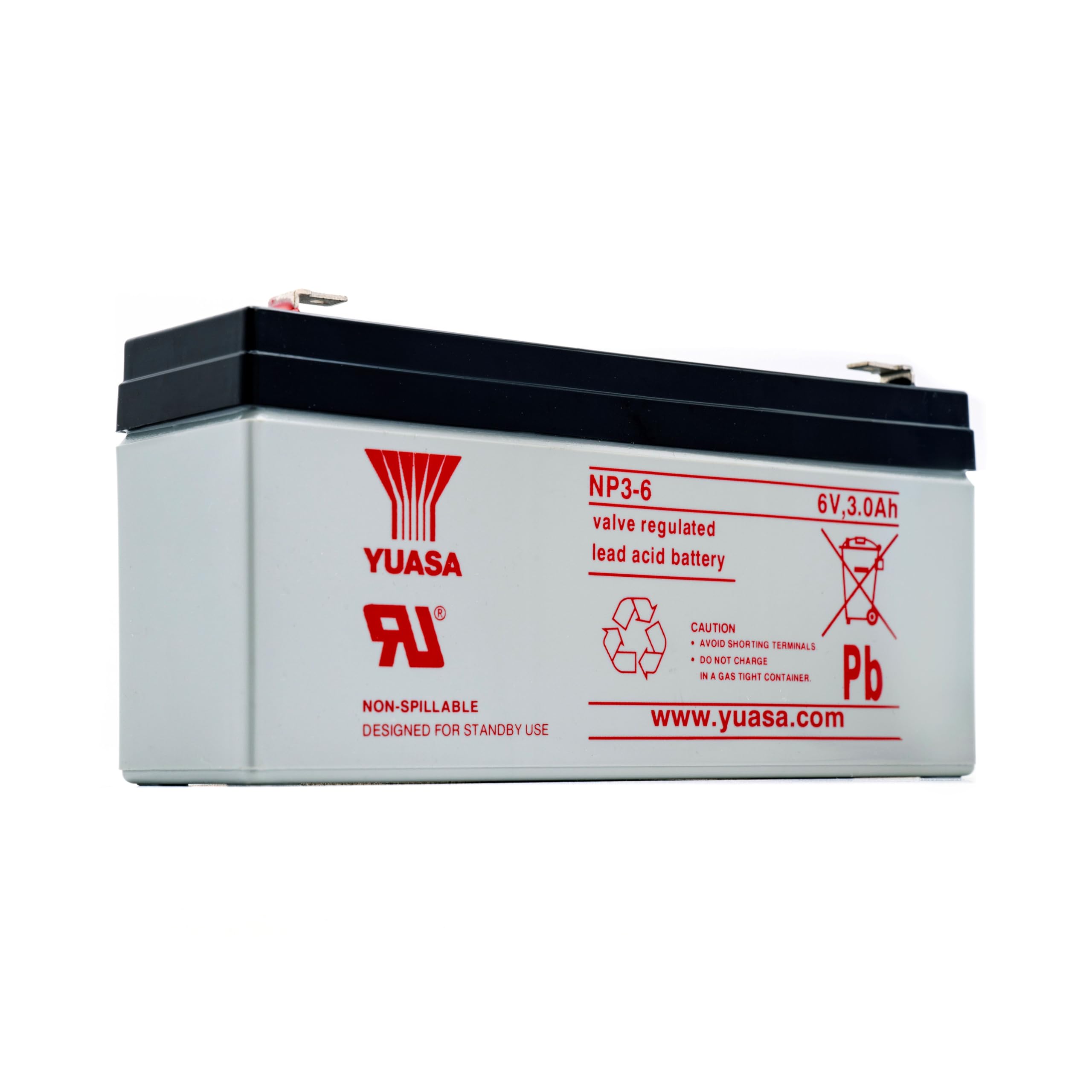 Yuasa NP3-6 6V Lead Acid Battery, UPS Backup Alarm and Emergency Battery (Pack of 1)