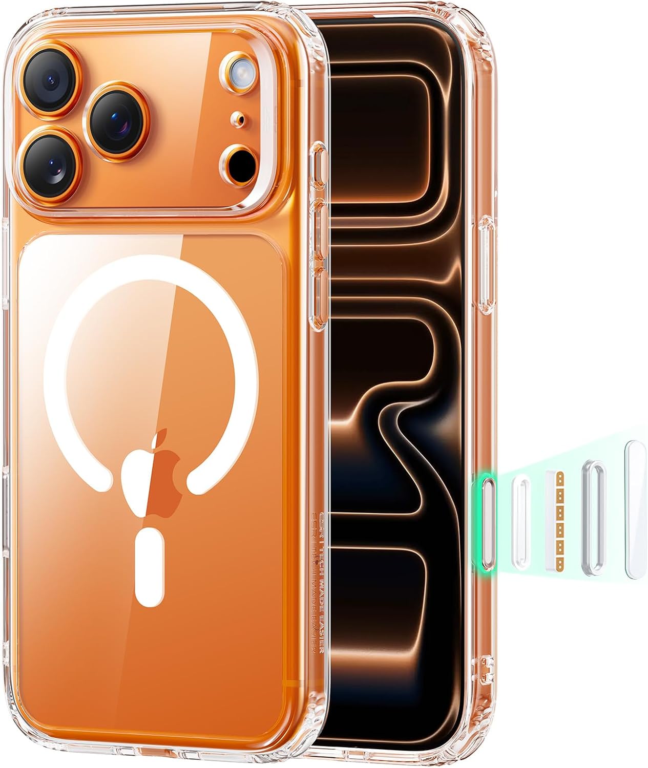 ESR Cover per iPhone 17 Pro, Custodia per controllo della fotocamera, Compatibile con MagSafe, Protezione antiurto di livello militare, Angoli Air Guard ammortizzanti, Trasparente