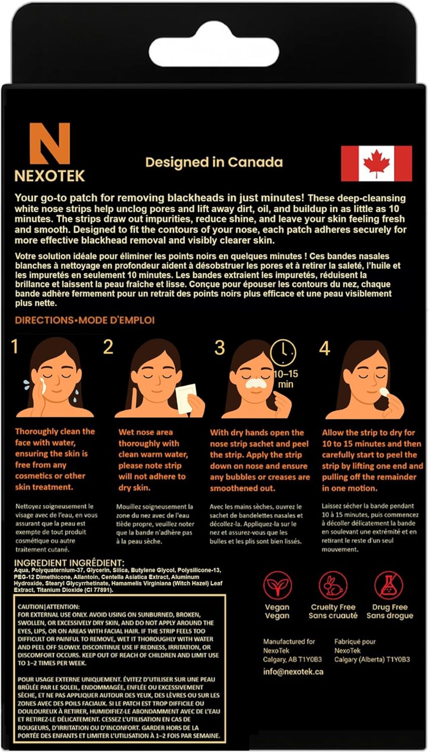 Premium Nose Pore Strips - Deep Cleansing Blackhead Remover for Men & Women, Oil & Dirt Removal, 30 Count, Designed in Canada - Image 2