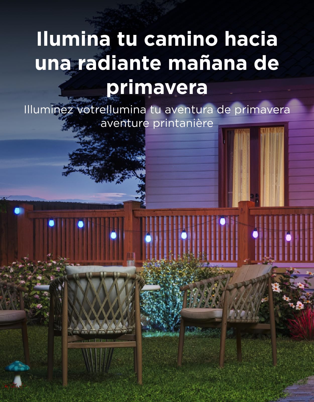 Govee Guirnalda Luces Exterior 15M, RGBICW 65lm pro LED, App Control, IP66 | 16M Colores DIY, 111+ Modos de Escenas, Sync Música, Matter/Alexa/Google, 25000h, Instal. Fácil, Jardín/Balcón/Terraza
