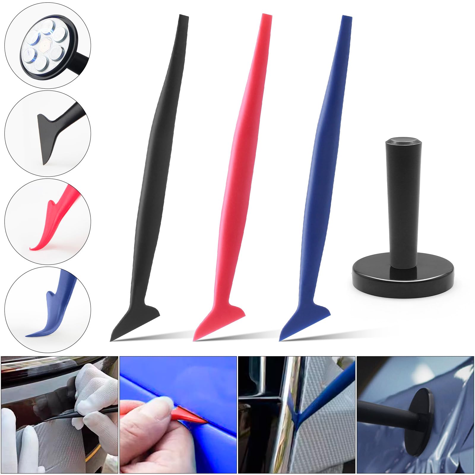 Arayker Kit d'outils d'application de film vinyle pour véhicule | Outils d'emballage de voiture avec support magnétique en vinyle pour emballage de voiture, teinture de fenêtre