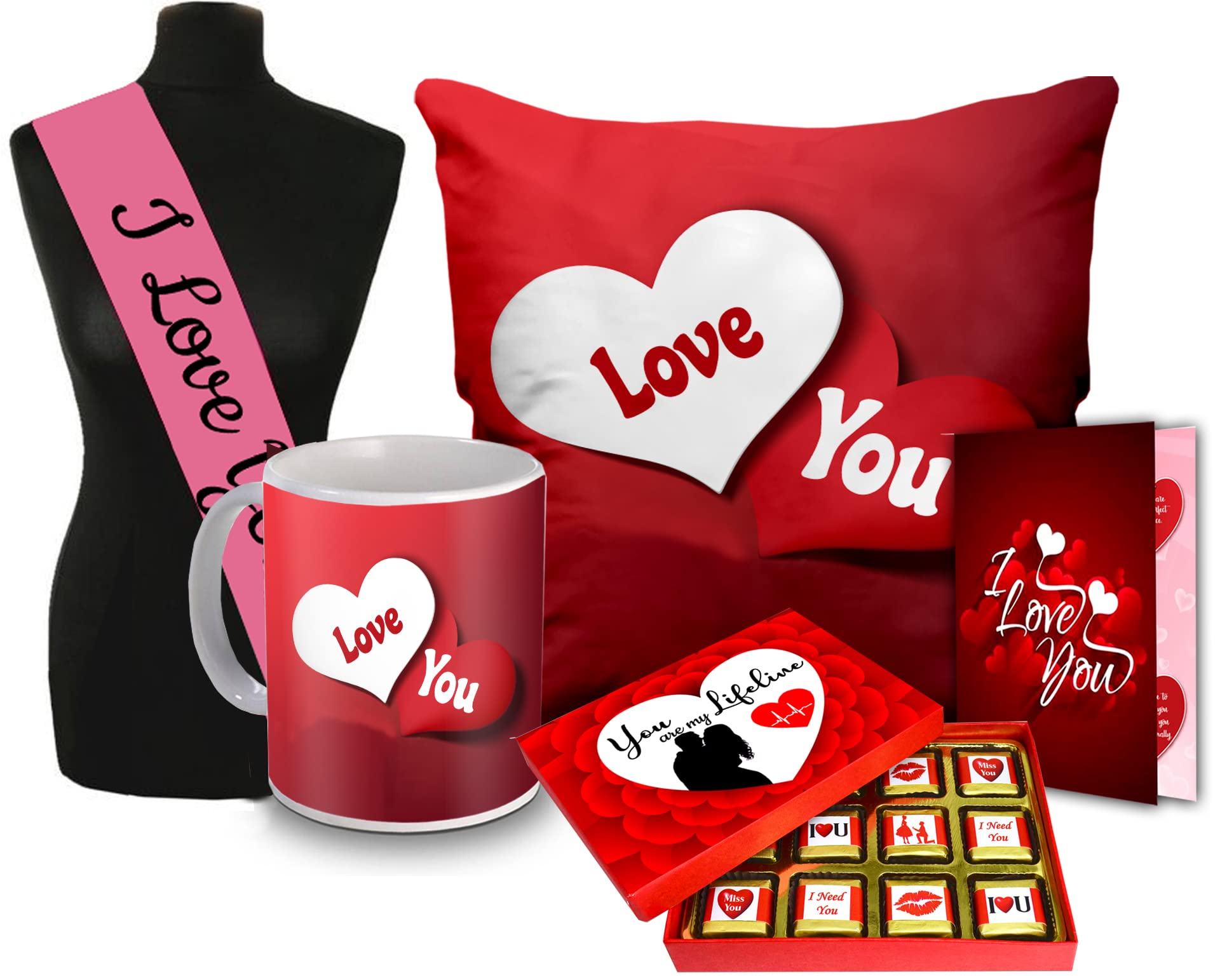 Midiron Romantic Gift For Wife| Girlfriend | Gift For Valentine's Day, Birthday, Anniversary |Love Quoted Ceramic Mug and Cushion, Chocolate Box, Love Card, Sashe, Chocolate Gift Pack-image-18