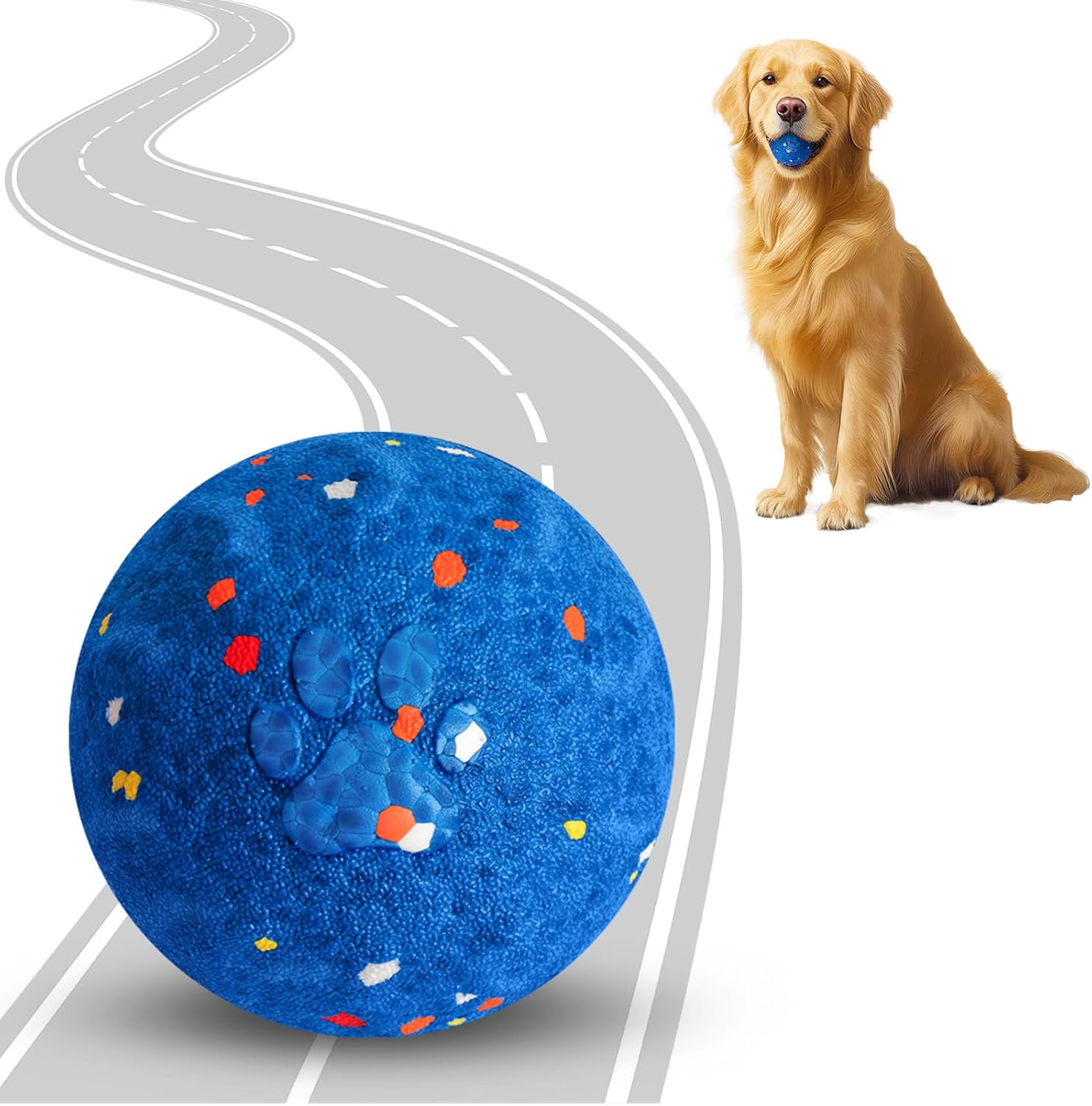 Interactive Dog Toys, Smart Interactive Dog Ball with E-TPU Silent Foam Material, Automatic Moving Pet Ball for Medium and Large Dogs, Type-C Rechargeable Vibrating Dog Toy to Keep Them Busy