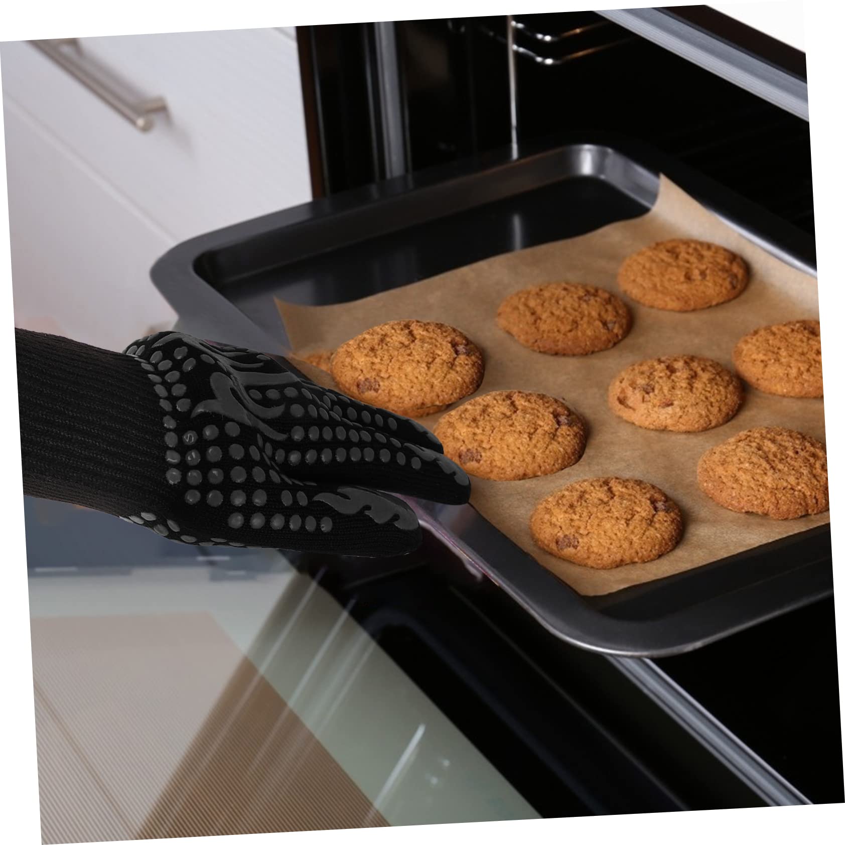 BESTYASH Thermal Gloves Heat Resistant Oven Mitts BBQ Gloves Non-Slip Insulated Silicone Easy to Clean Safe Cooking