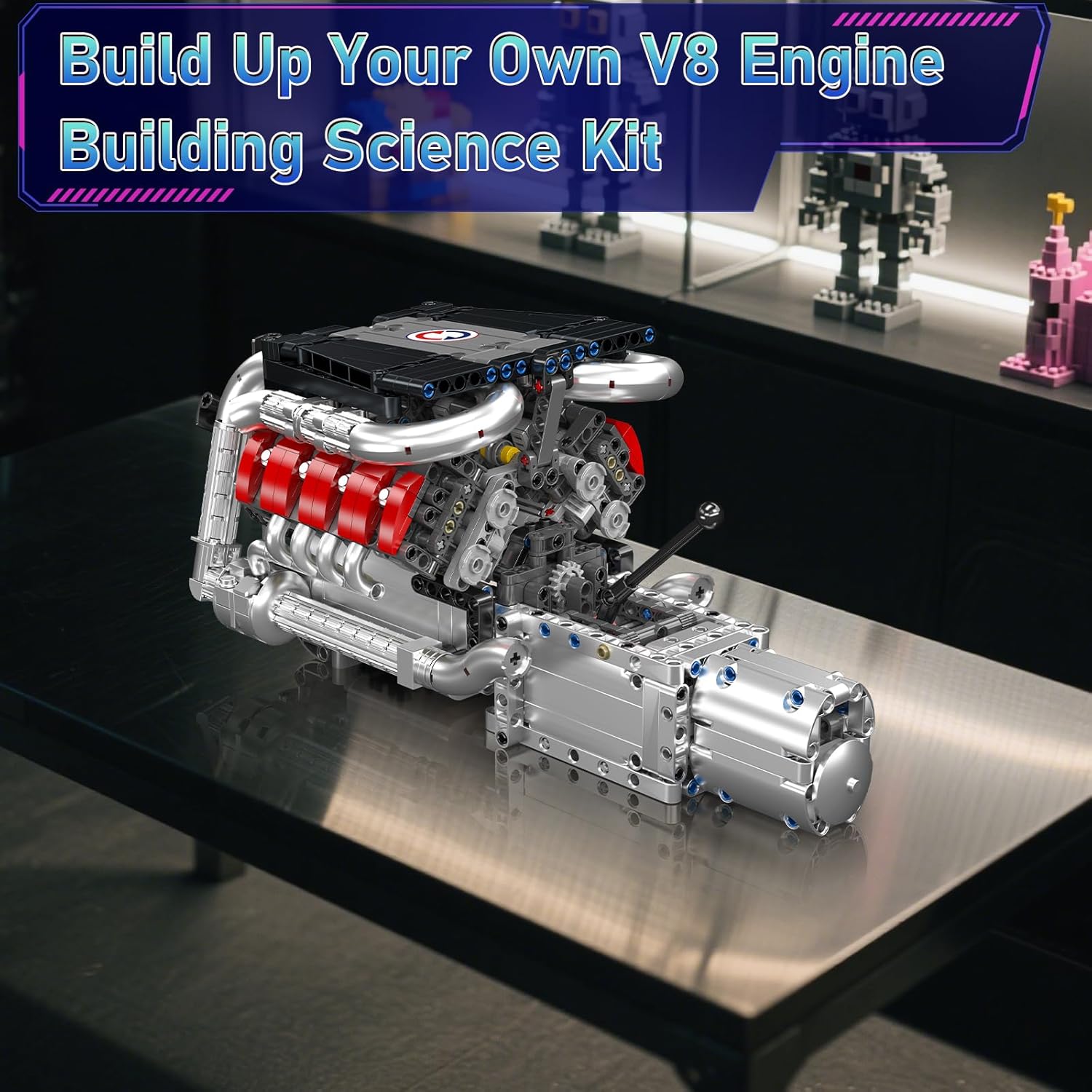 V8 Engine Building kit for Kids 8-14, Runnable Model Engine Building Sets, 1169 Pcs DIY Educational STEM Engine Building Toys for Kids Science Learning, Best Birthday Gifts Ideas for Boys Girls Adults