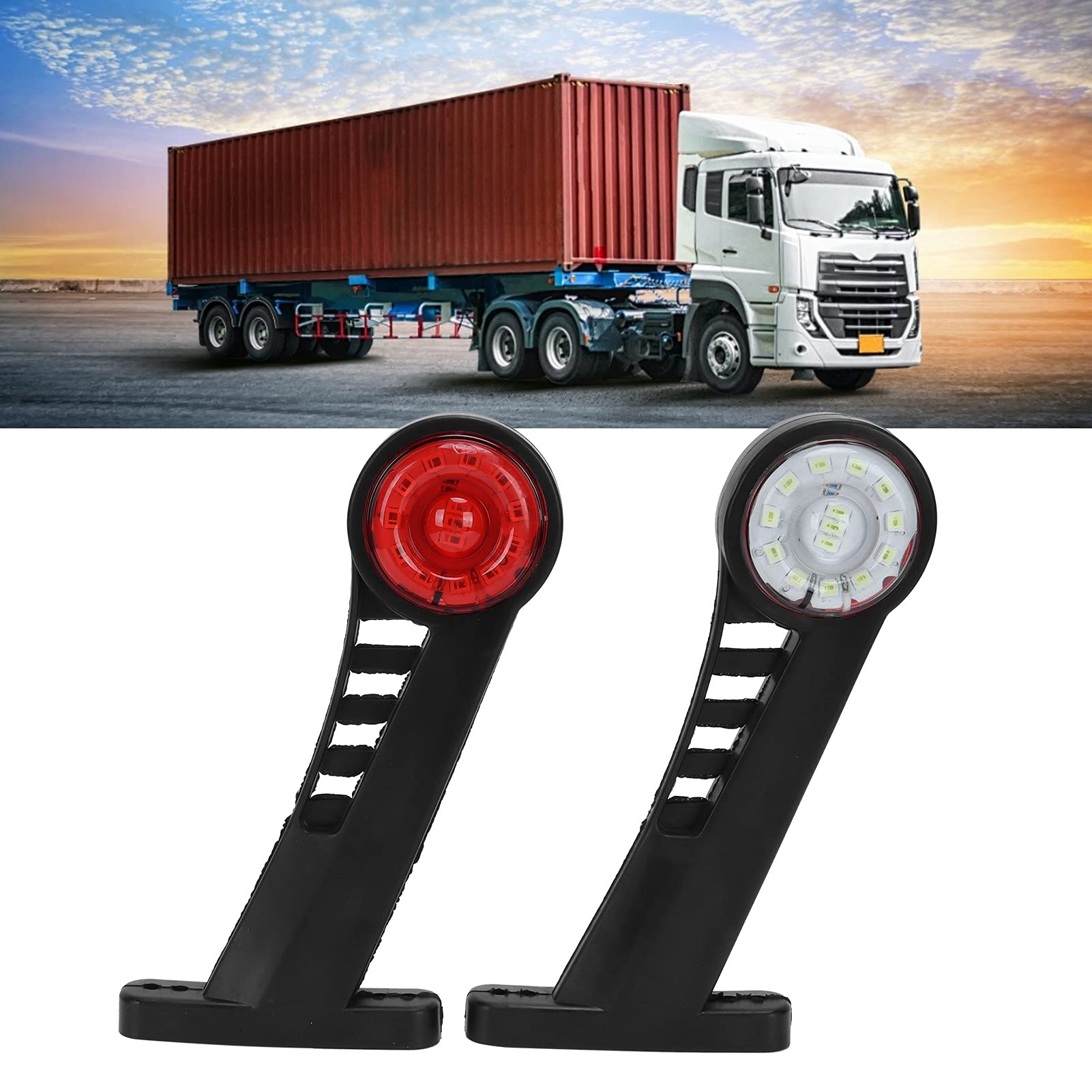 Jeep Wrangler Jk Luci Ingombro Camper Web Truck 2 X Luce Di Posizione Laterale In Gomma 12V 24V, Bianco, Rosso, Per Autocarro Rimorchio, Rimorchio, Carro Attrezzi, Su Una Roulotte Lunga E Inclinata - Foto 2