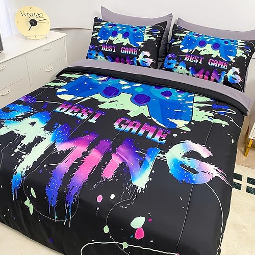 Miniatura 4 de Wajade Juego de edredón de perro para niños, cama tamaño matrimonial en una bolsa para niñas y niños, 7 piezas con estampado de cachorros de