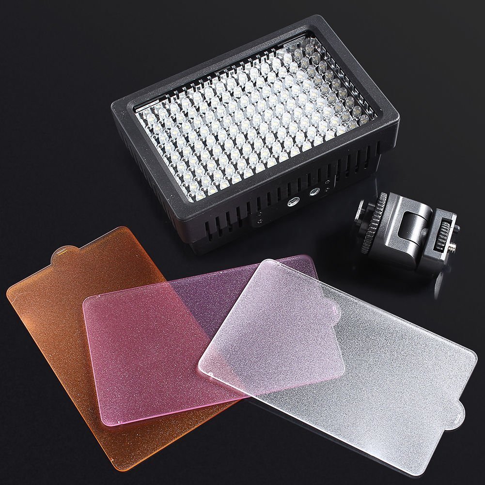 LED Digital Video luce di 160 LED 5600 K video illuminazione kit include rotante Cold Shoe Mount e 3 filtri per Canon, Nikon, Sony, Pentax, Sigma, FUJI, Olympus, Panasonic, JVC, Samsung videocamera +