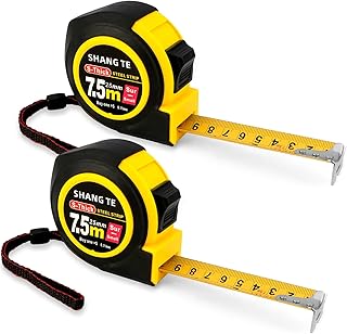 2 Pack Tape Measures(25 FT) Easy to Read Digital Retractable Steel Measuring Tapes 25 FT Heavy Duty Meter Tape Measure with Fractions Home Carpenter Craftsman Lineman Measure Tools Cinta Metrica