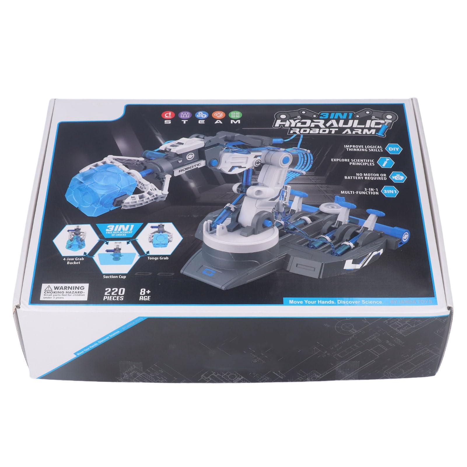 TARSHYRY DIY Zestaw do Montażu Hydraulicznego Ramienia Robota dla Dzieci Edukacyjna Mechaniczna Zabawka do Eksperymentów Naukowych (101 niebieski)