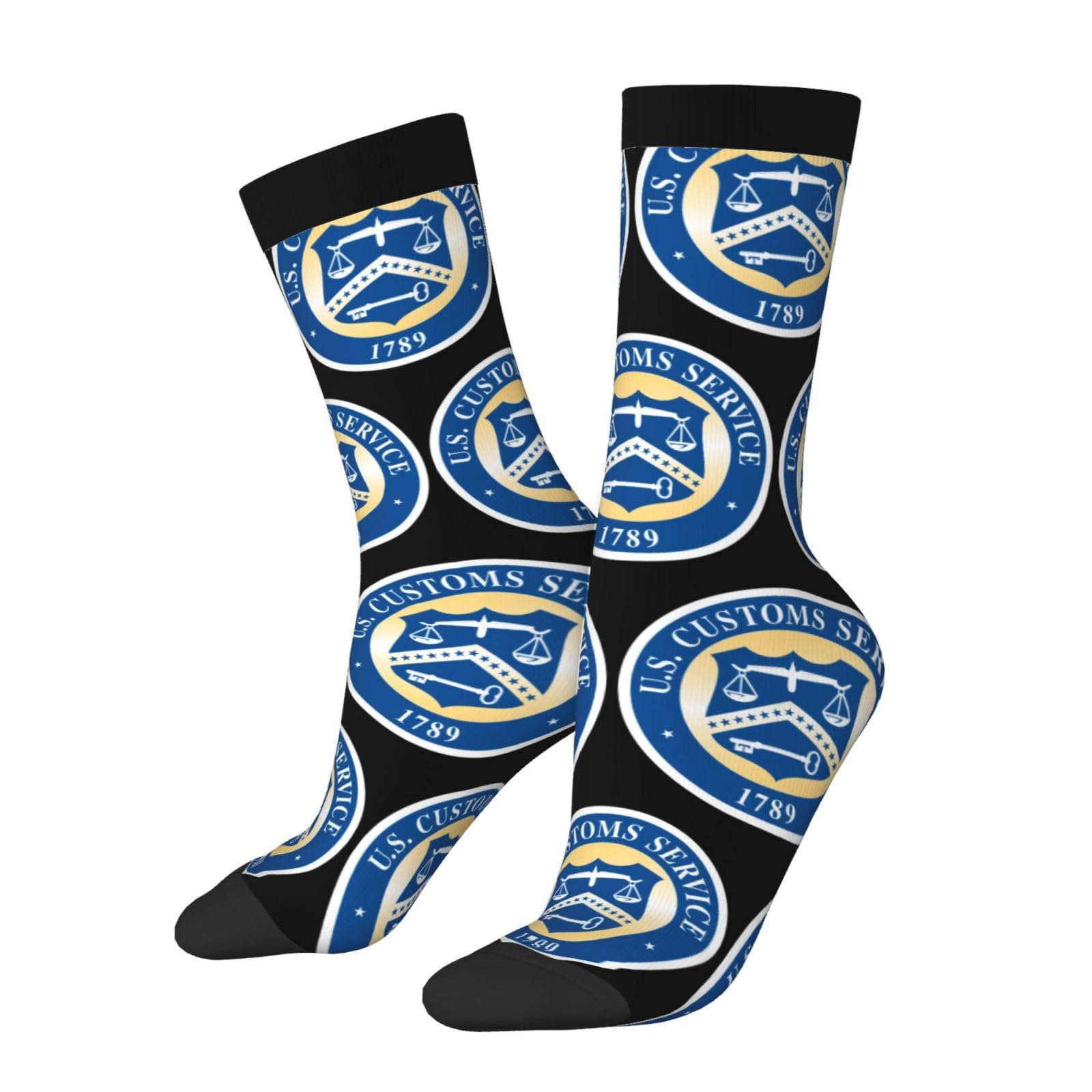 SIYTUAU Seal Of The U.S. Customs Service Socks For Women Men Cushion Athletic Crew Socks Casual Wicking Socks