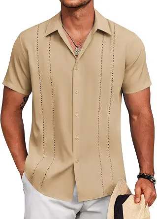  Mens Cuban Guayabera Shirt Short Sleeve Button Down Shirts Summer Beach Vacation Shirts