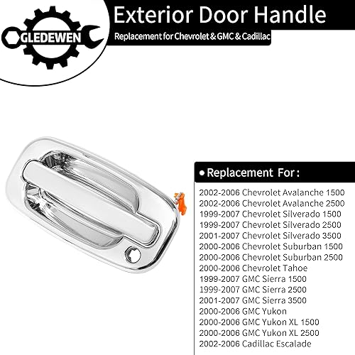 Miniatura 9 de Manijas de puerta exteriores, compatibles con Chevy Silverado Suburban Tahoe Avalanche 1999-2007, GMC Sierra Yukon, Cadillac Escalade, palanca