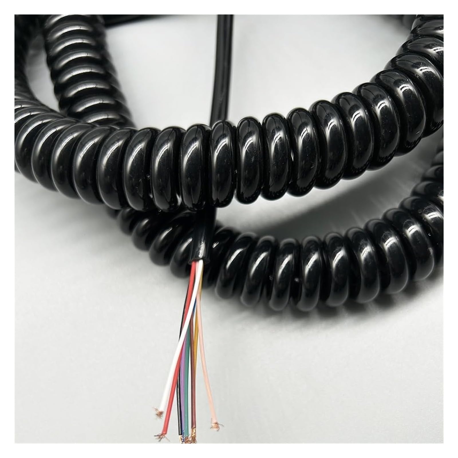 Kabel telefoniczny Przewód zasilający spiralny, elastyczny, sprężynowy, 24AWG, 9-żyłowy, spiralny, teleskopowy, z czystej miedzi, o wysokiej elastyczności(Stretch 3.75 Meter)