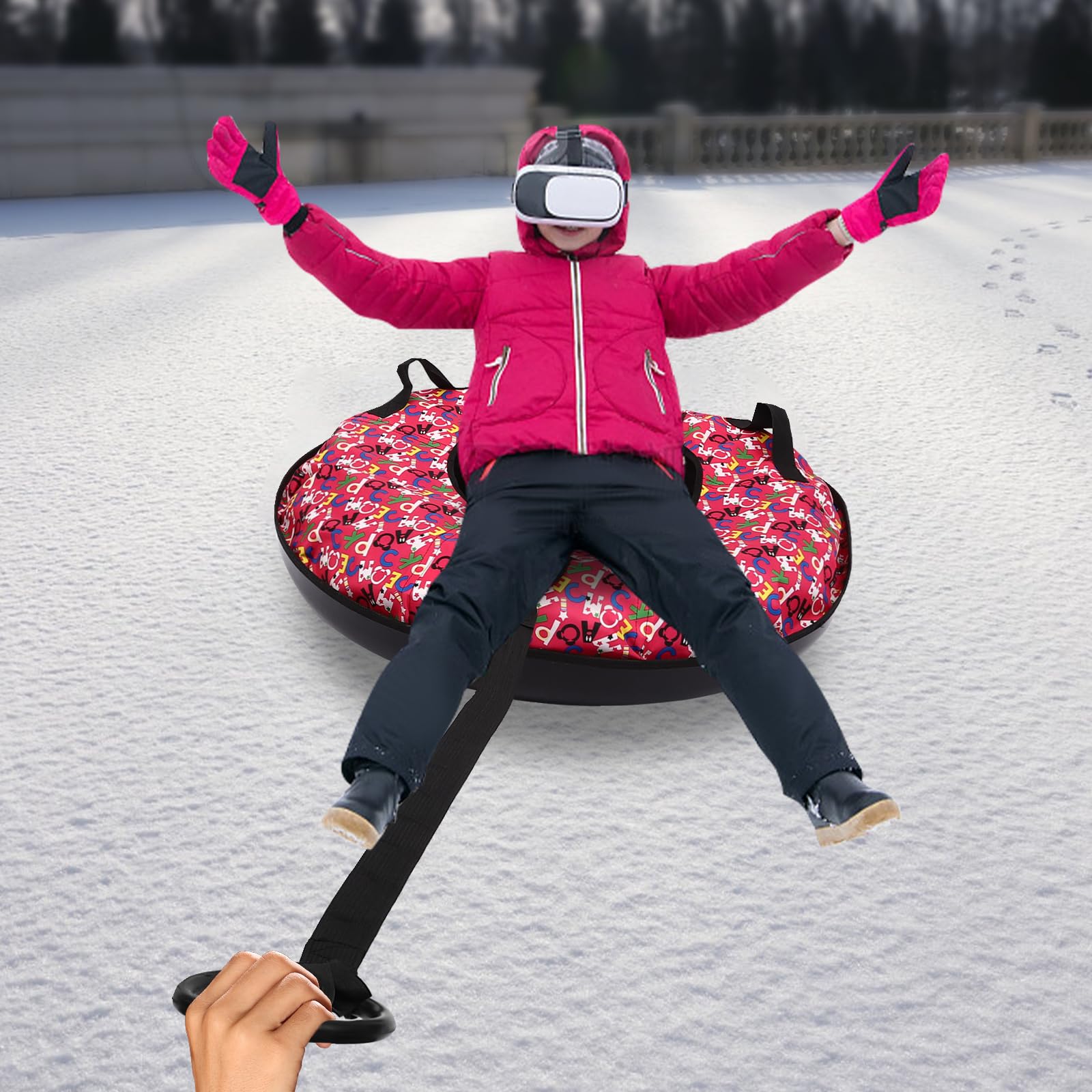 Snow Tube Heavy Duty Inflatable Sledding Tube High Speed Snow Tube Sled Towable Sledding Tube Oxford Cloth Snow Tube for Adults & Kids