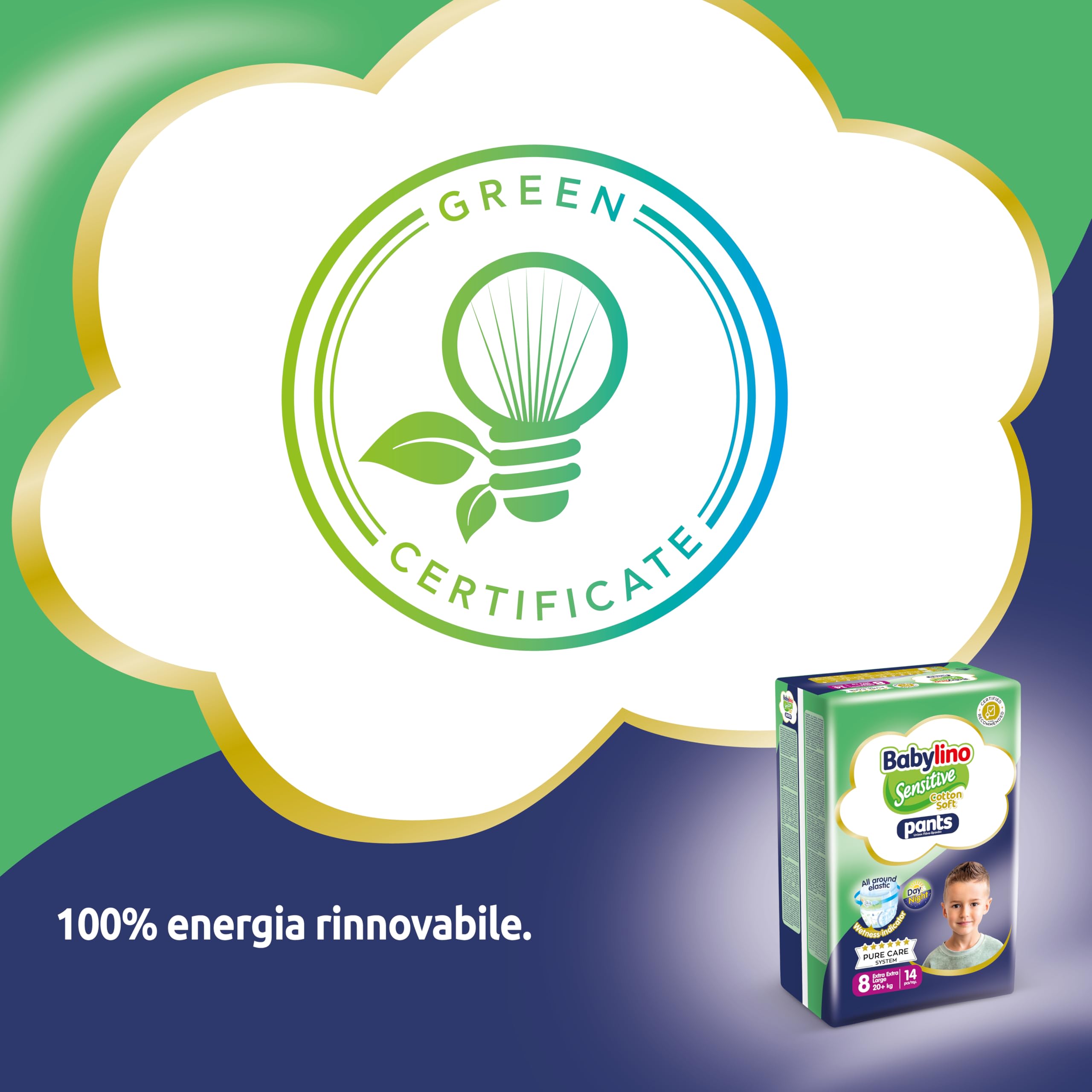 Babylino Sensitive Cotton Soft Pannolini Mutandina Taglia 8 XXL 20+ Kg 14 Unità