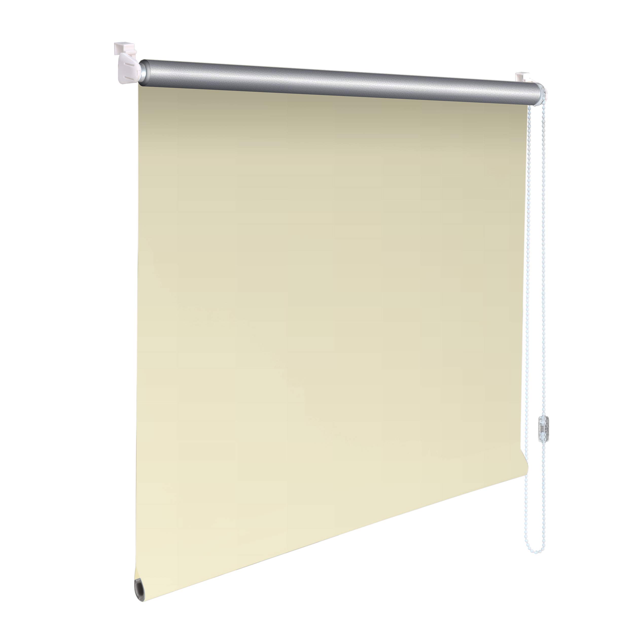 Sonnenschutz-HH® - Mini Thermo Verdunkelungsrollo Thermorollo Minirollo Rollo KLEMMFIX Seitenzugrollo Kettenzugrollo inkl. Klemmträger ohne Bohren - Außenmaß Breite 90 x 140 cm Höhe - Creme