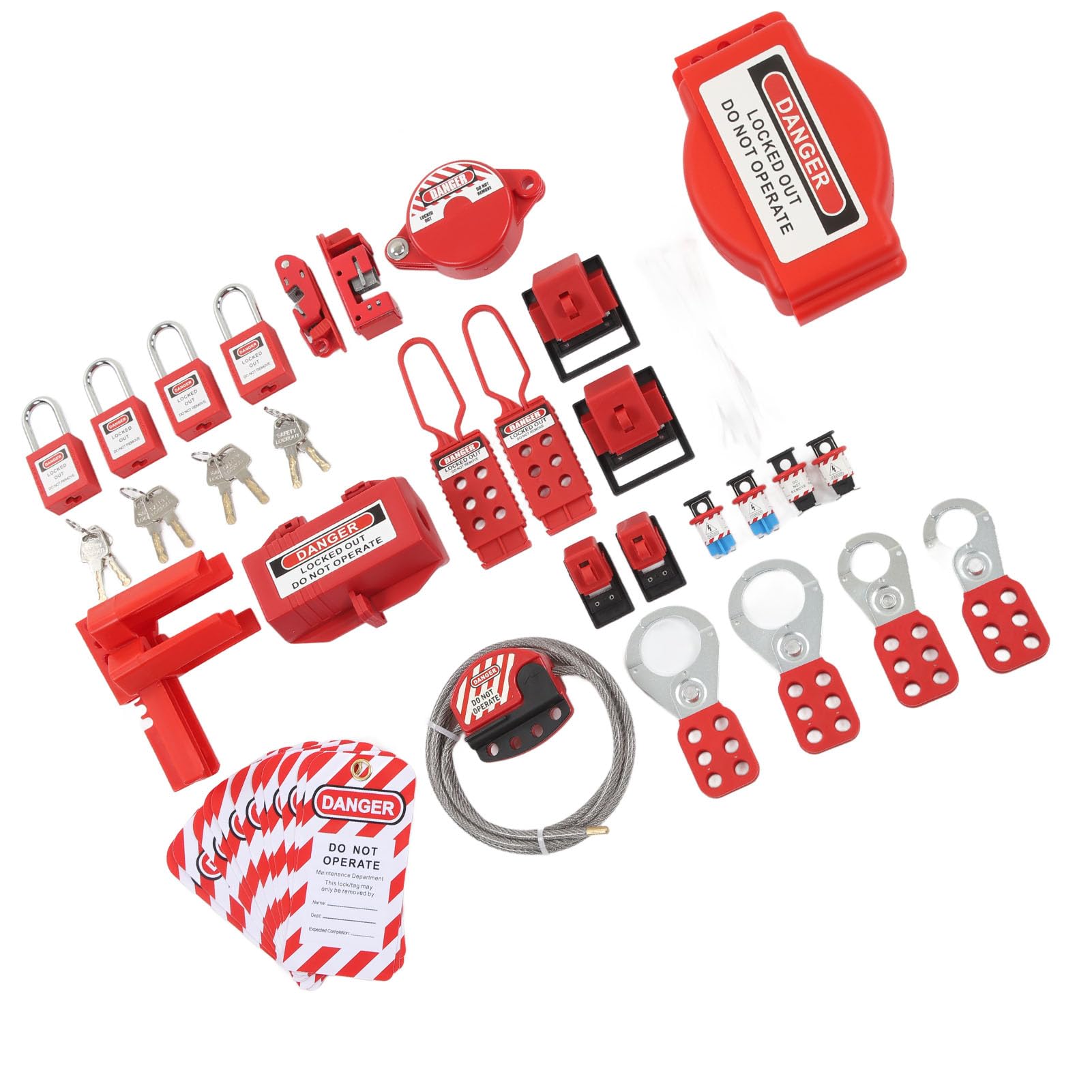 Kit de Etiquetado de Bloqueo de 47 Piezas, Cerraduras Seguras para Equipos Industriales, Juego de Combinación de Candados de Seguridad Eléctrica con Etiquetas de Seguridad,