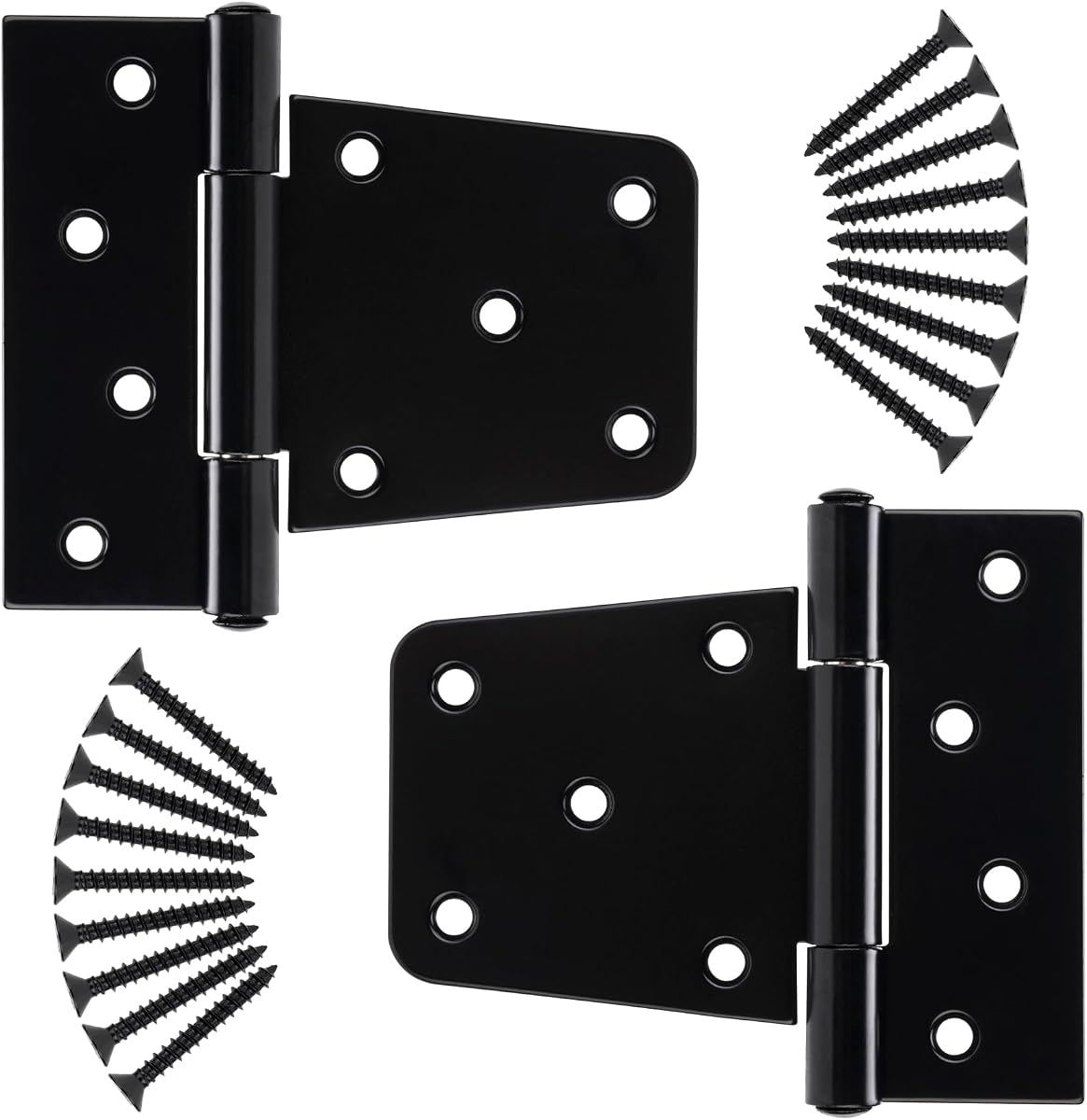 HILLMASTER 3.5 Inch Heavy Duty Gate Hinges Fence Door Hinges Durable Black Gate Strap Hinge for Indoor Outdoor, Gate Hardware Kit for Shed,Wooden Fences,Vinyl Fence Gate,Barn Door,Garage,2 Pack