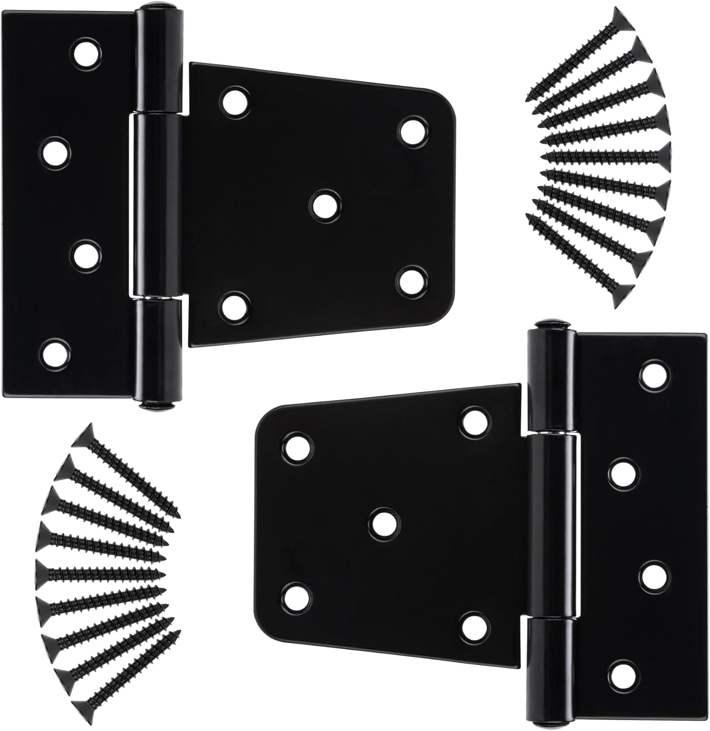 HILLMASTER 3.5 Inch Heavy Duty Gate Hinges Fence Door Hinges Durable Black Gate Strap Hinge for Indoor Outdoor, Gate Hardware Kit for Shed,Wooden Fences,Vinyl Fence Gate,Barn Door,Garage,2 Pack