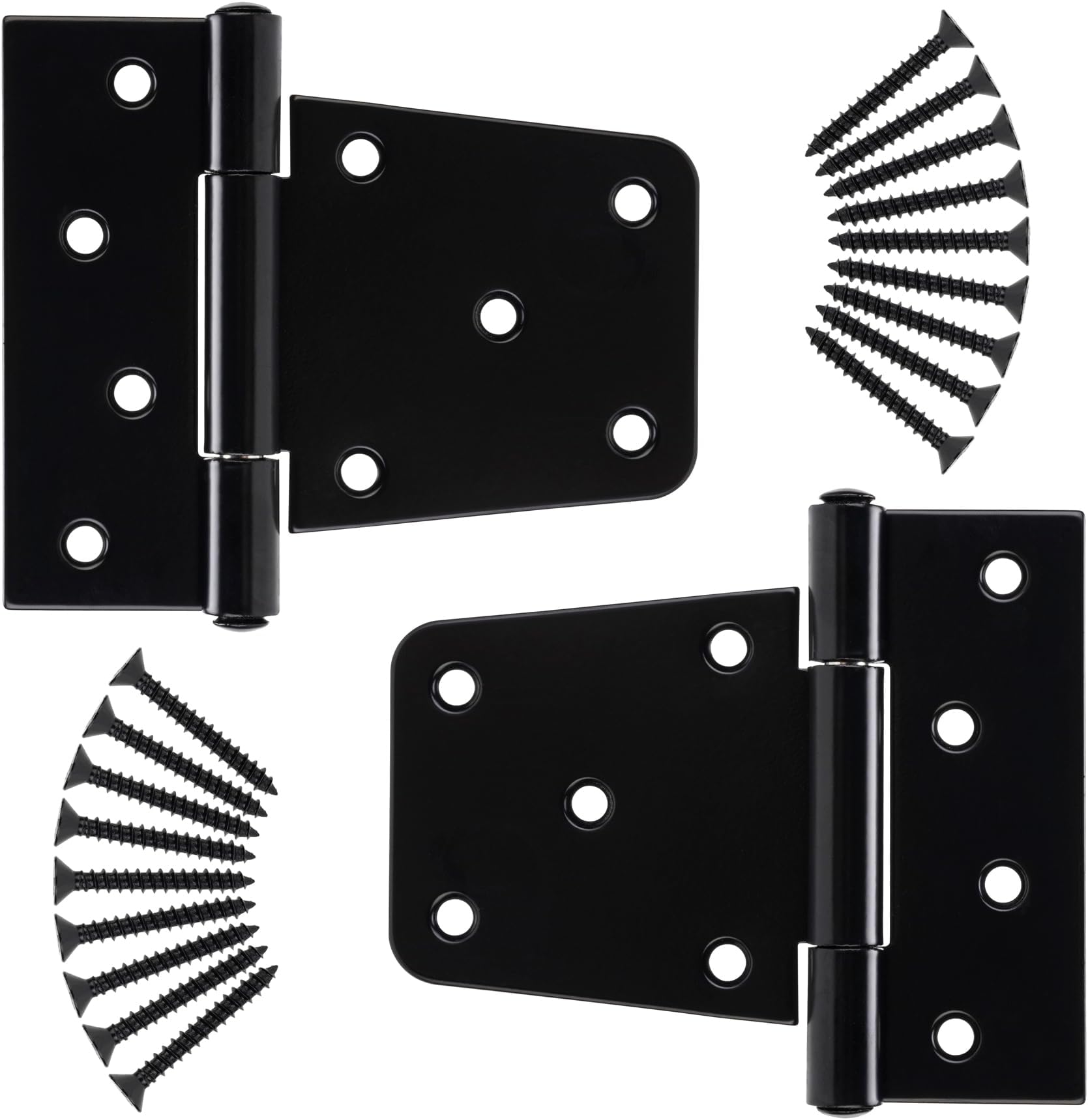 HILLMASTER 3.5 Inch Heavy Duty Gate Hinges Fence Door Hinges Durable Black Gate Strap Hinge for Indoor Outdoor, Gate Hardware Kit for Shed,Wooden Fences,Vinyl Fence Gate,Barn Door,Garage,2 Pack