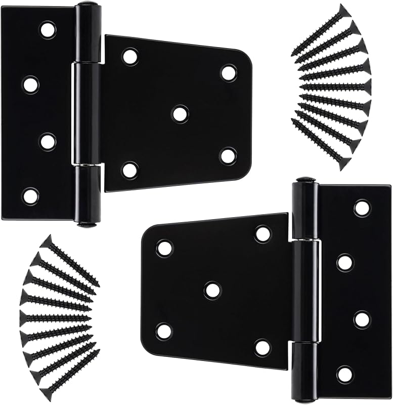 HILLMASTER 3.5 Inch Heavy Duty Gate Hinges Fence Door Hinges Durable Black Gate Strap Hinge for Indoor Outdoor, Gate Hardware Kit for Shed,Wooden Fences,Vinyl Fence Gate,Barn Door,Garage,2 Pack