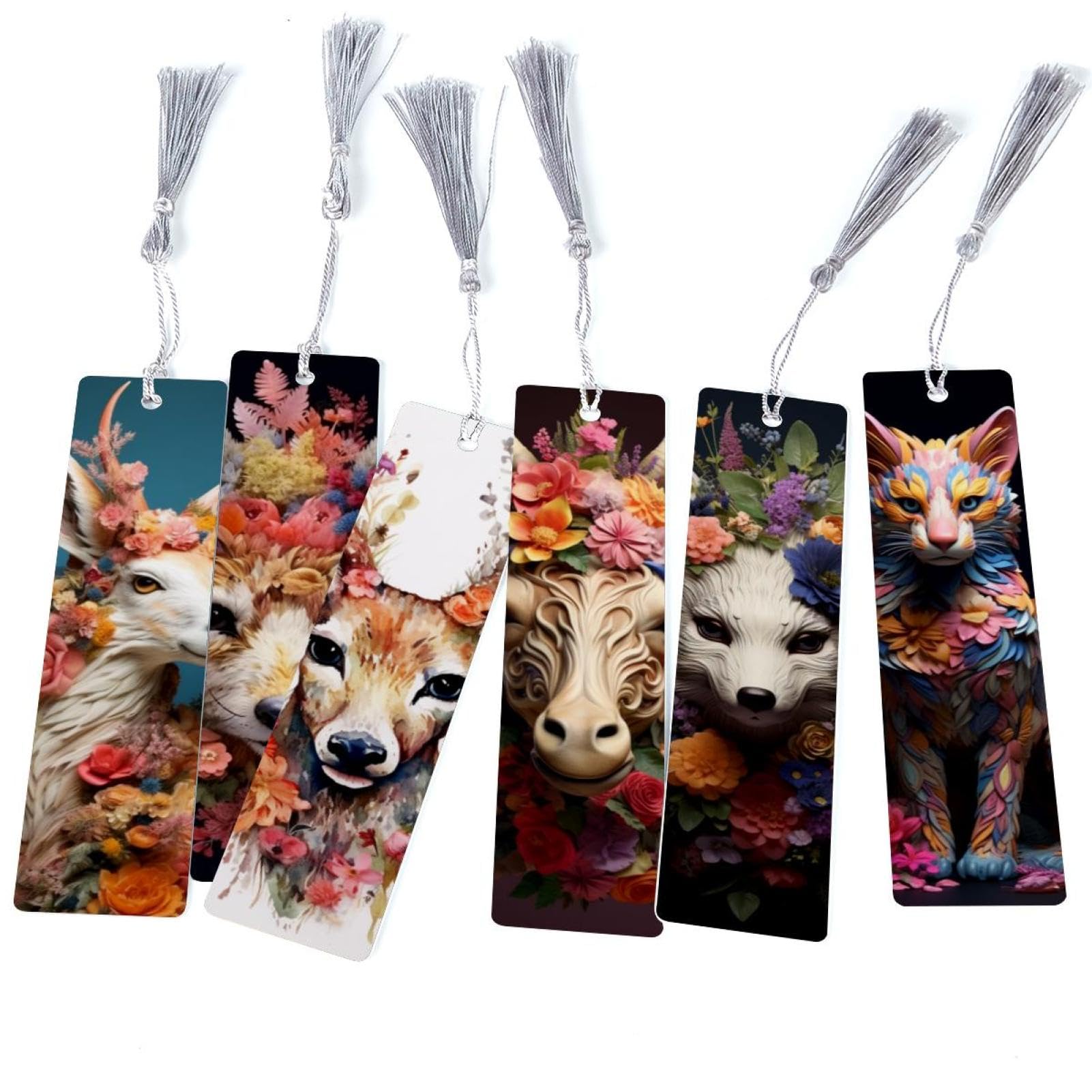 Marque-pages à pompons fleurs animaux Lot de 6 évite les pages cornées - 8