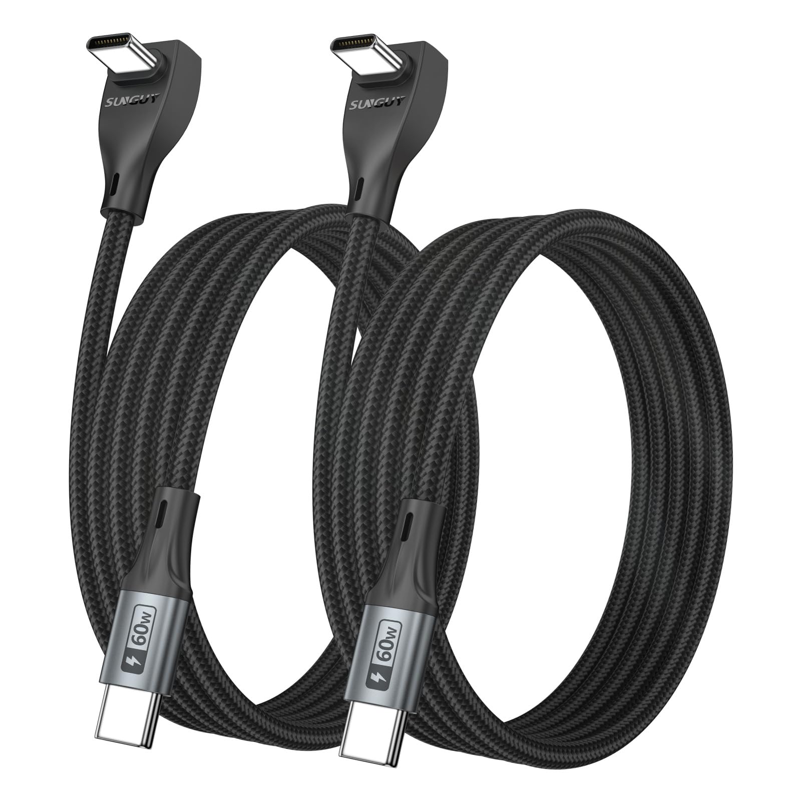 USB C Kabel 90 Grad – 60W Schnellladekabel USB C [2P 2M] USB Typ C Datenkabel, Abgewinkelt USBC Ladekabel für iPhone 16/15 Pro Max, Tesla Model Y, Apple MacBook, iPad, Pixel, Samsung