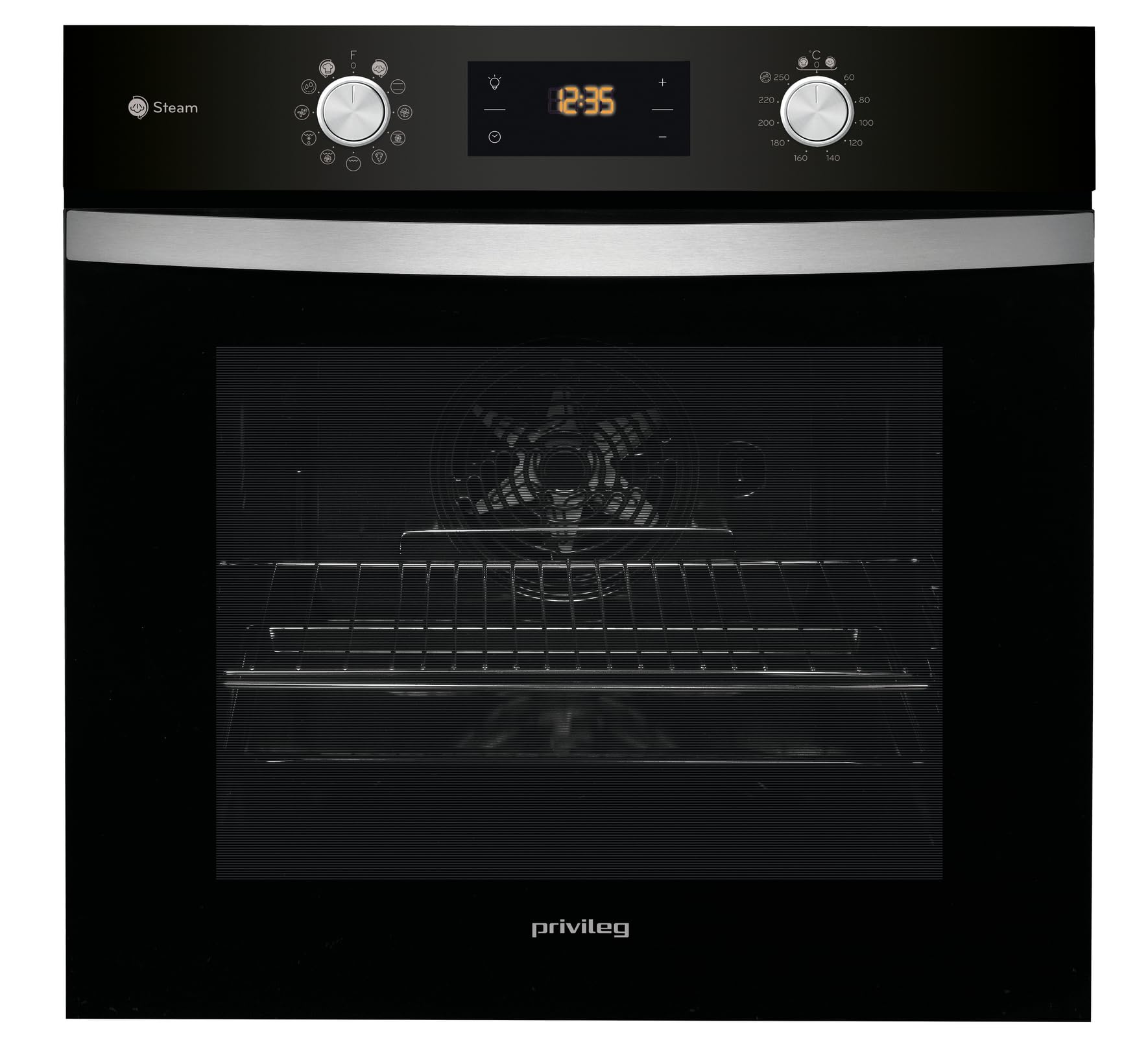 Privileg PBWK3 JH8S BLG Einbau-Backofen mit Hydrolyse und Dampffunktionen/ 71 l/Hydrolyse/CLICK und CLEAN/Multi-Level-Kochen/Pizzafunktion/Freasy Cook