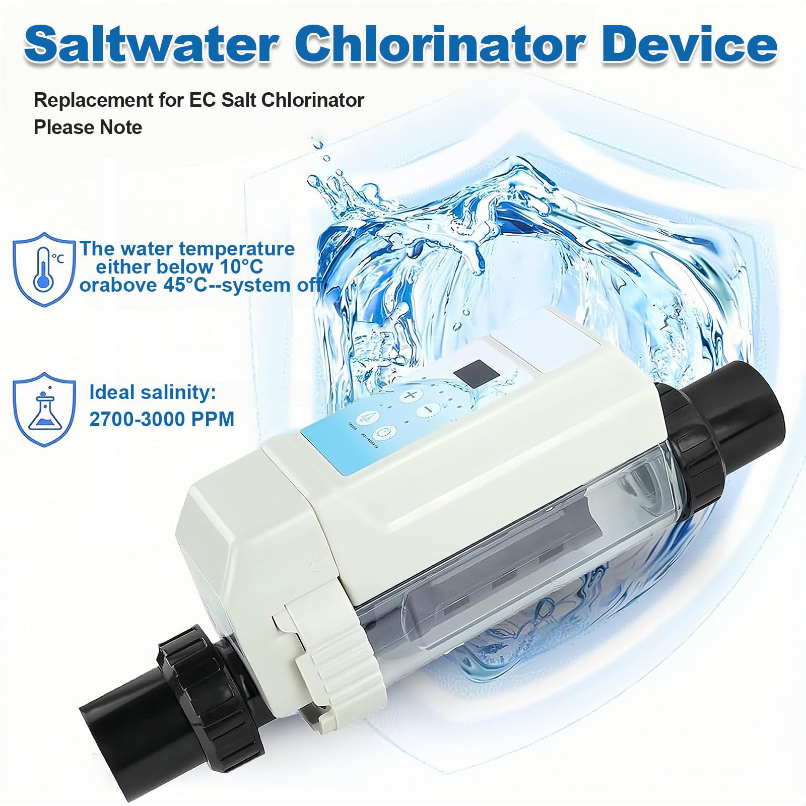 Chlorinateur De Piscine, Electrolyseur Piscine Au Sel, Générateur De Chlore d'eau Salée, Dispositif De Chlorinateur De Sel D'Électrolyse pour Piscine De Spa EC8