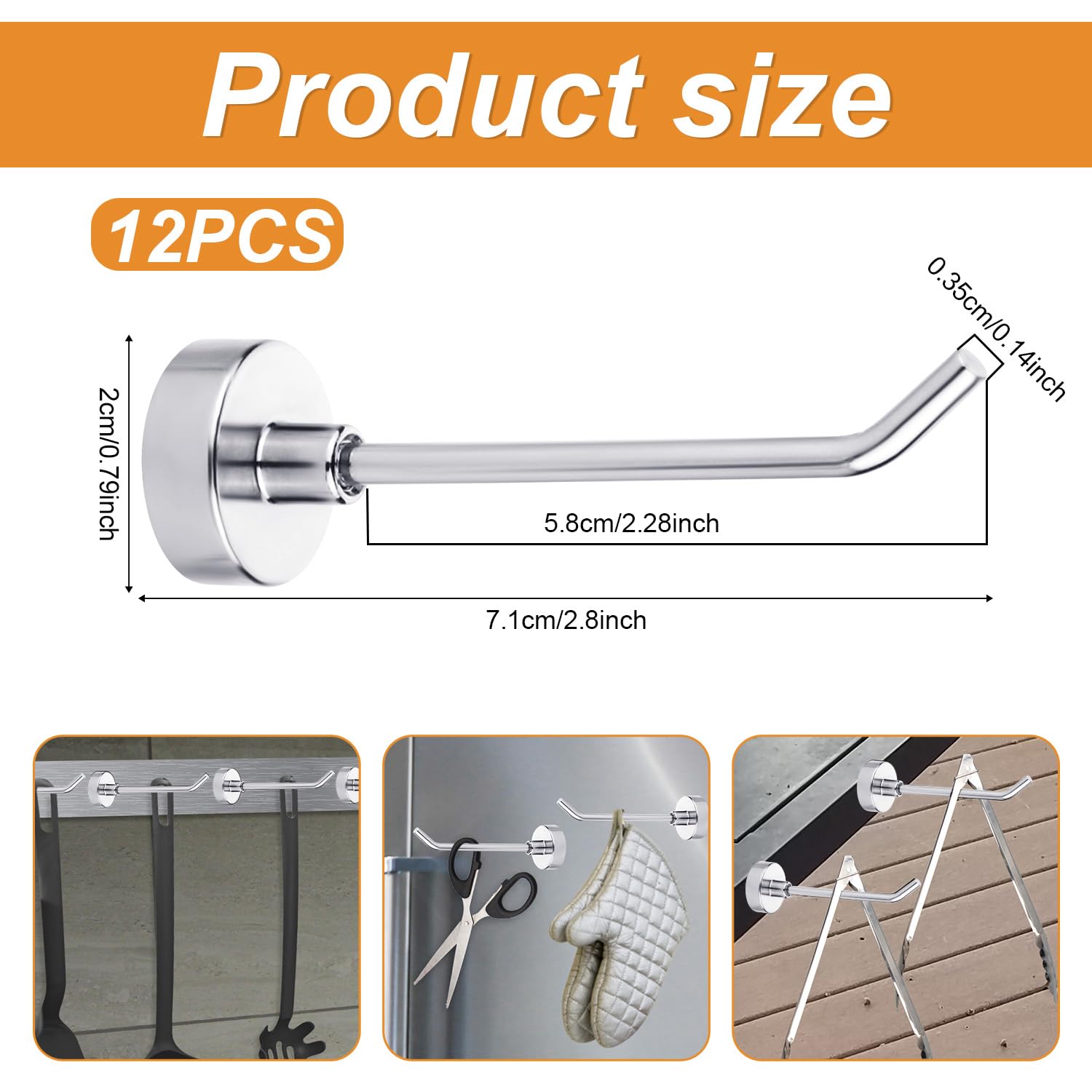 lasuroa 12pcs Large Magnetic Hooks - Image 2