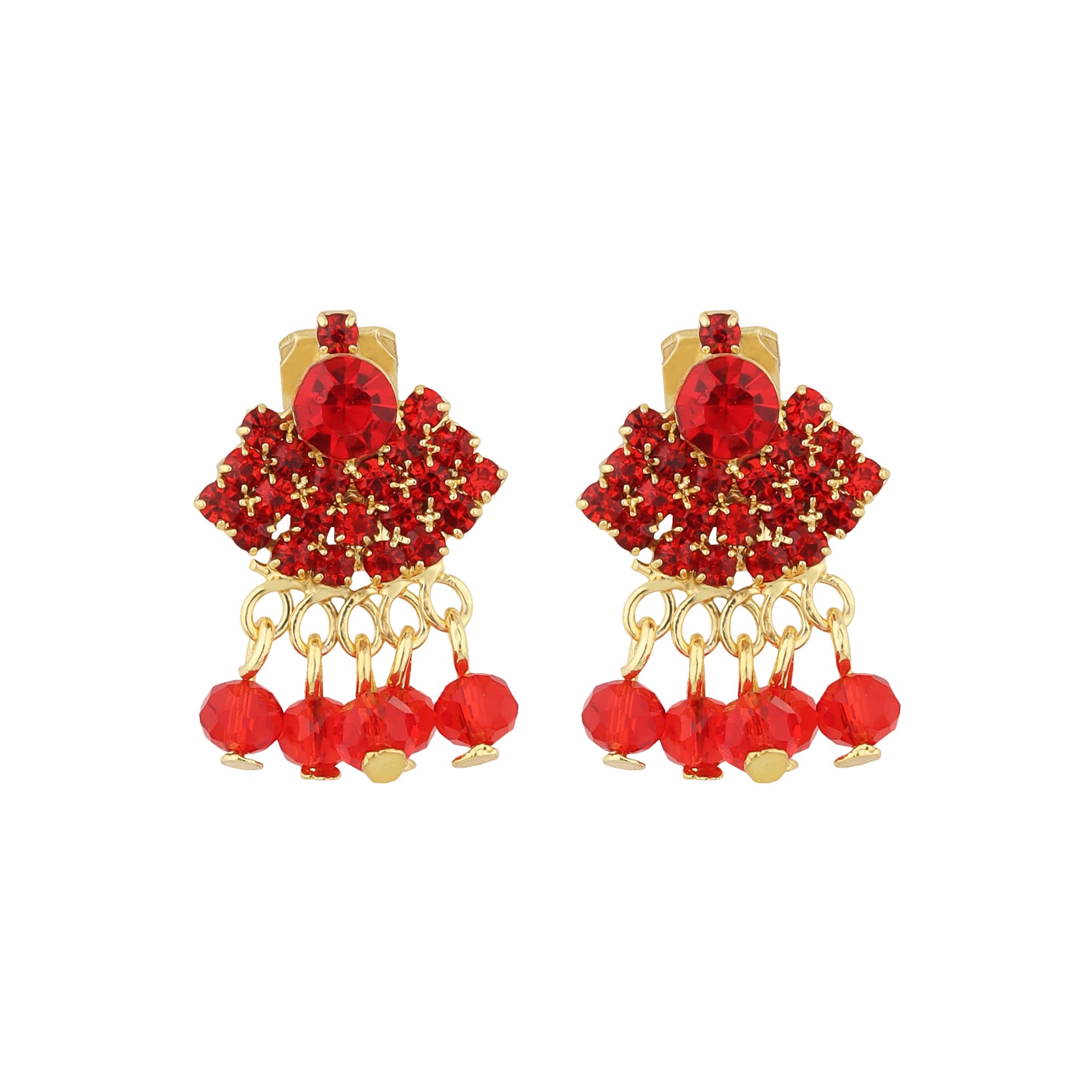 FLINGDOM Clip On Earrings - Stunning Gold-Plated Non Piercing Earrings for Women | Handmade Fake Earrings without Piercing for Effortless Beauty | Press Clip-on for Non Pierced ears (Red) (B0BNSX7X66) Amazon Price History, Amazon Price Tracker