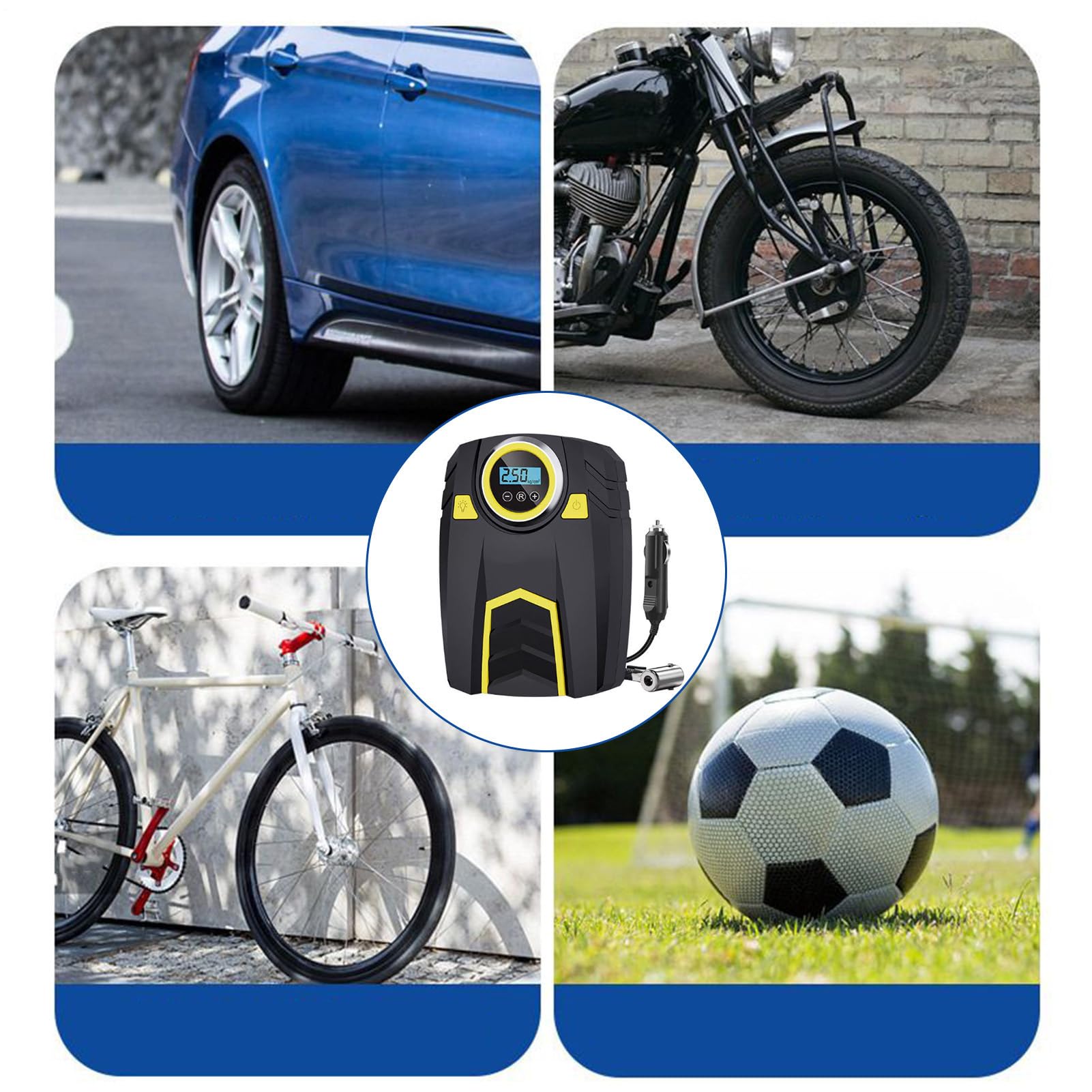 Pompa per Gonfiare Pneumatici Auto Gonfiapneumatici Portatile Compatto | Multifunzione per Gonfiare Giocattoli Palloni Casa