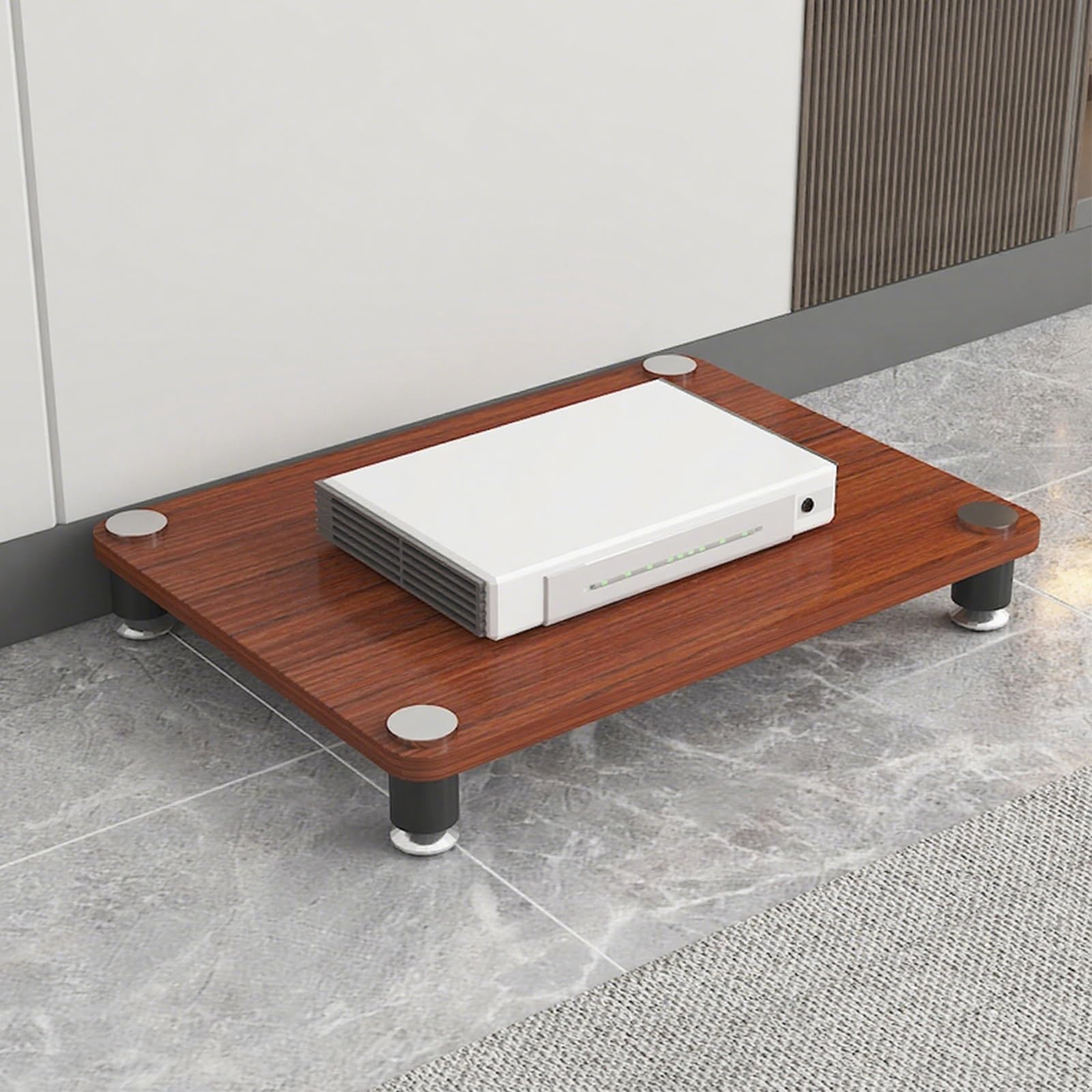 Support multimédia AV à 4 niveaux et rack réseau à cadre ouvert pour matériel audio/vidéo pour équipement informatique et audio/audio/petit centre de divertissement finition rouge 5 cm de hauteur