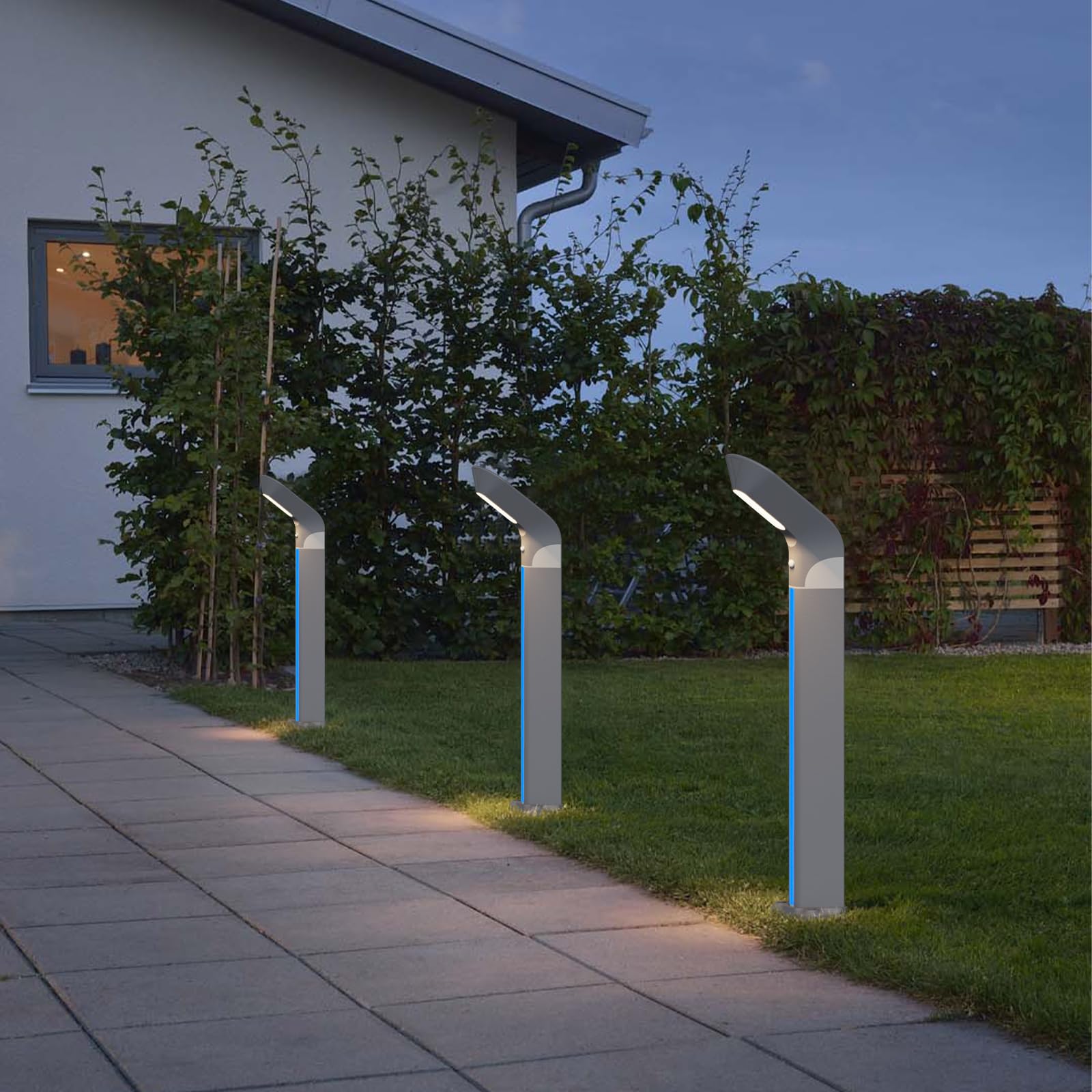 ACMHNC Lampione Solare da Giardino con Sensore di movimento,IP65, Alluminio | 80cm Lampioncini da Esterno, 3000-6000k, Per Giardini Cortile Patio Vialetto