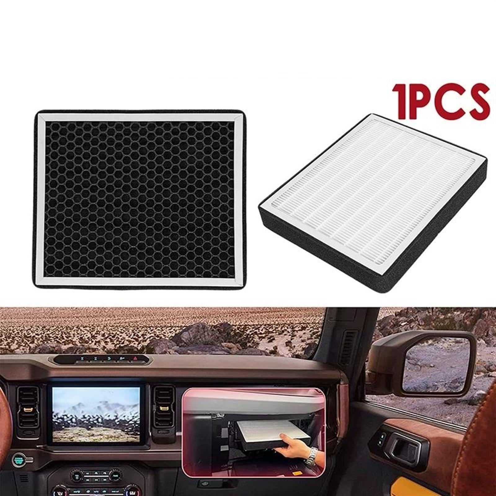 Filtro Aria condizionata per Auto, Elemento filtrante Nero per Aria condizionata, Filtro Aria abitacolo a Carboni Attivi, Ricambio per Bronco 2 Porte 4 Porte