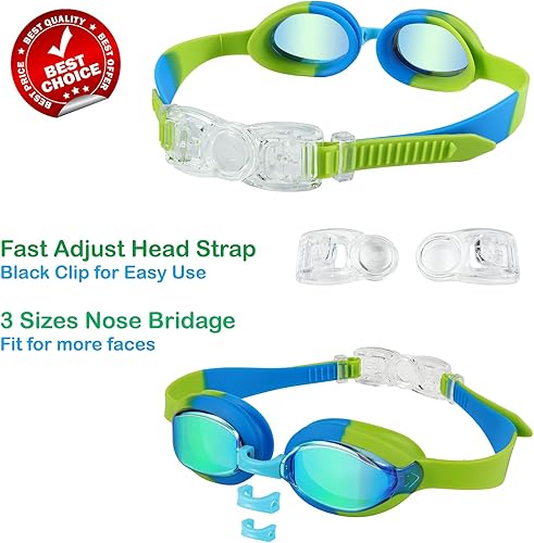 Miniatura 4 de Gafas de natación para niños de 3 a 14 años, paquete de 2 gafas de natación para niñosniñosniñas con estuche
