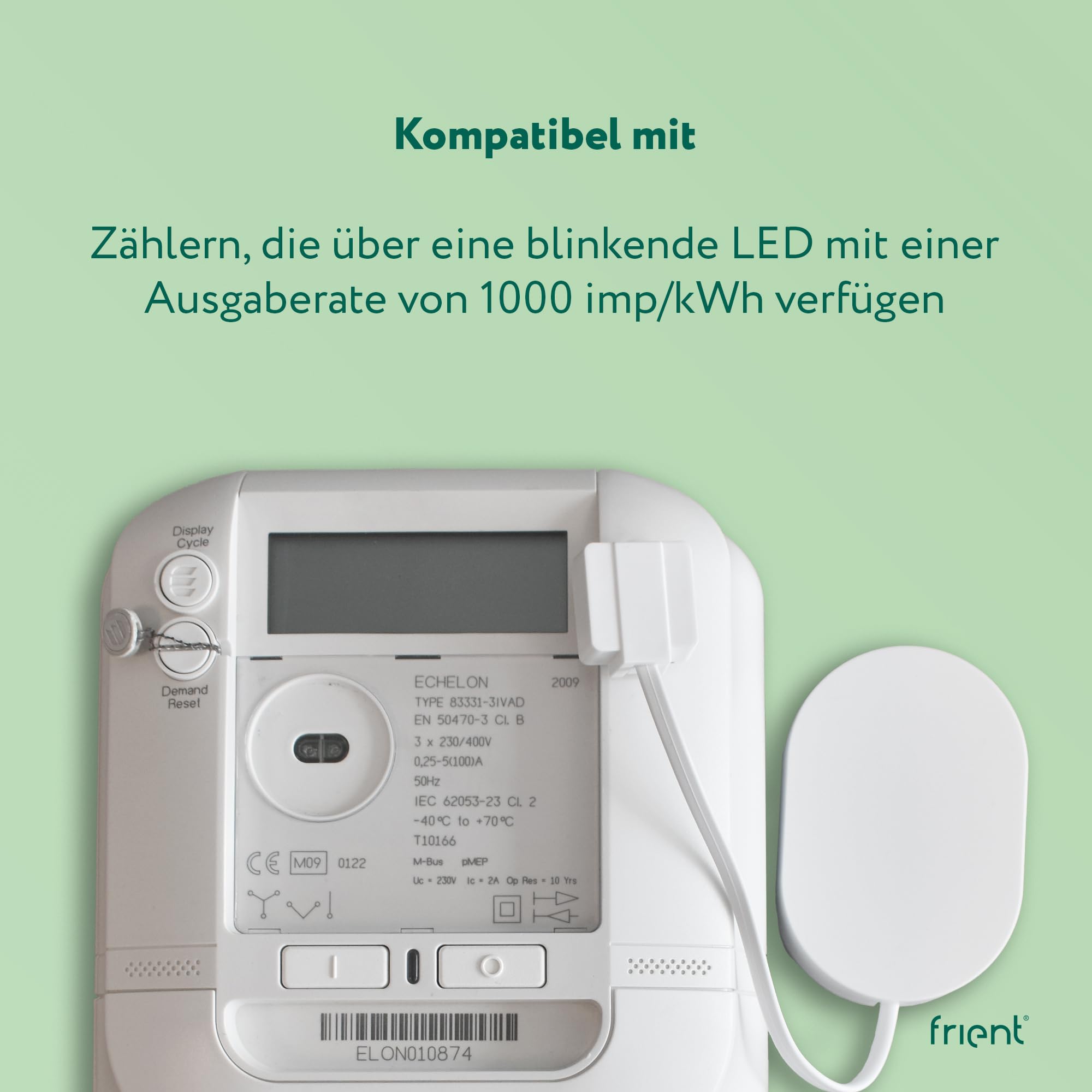 frient Electricity Meter Interface 2 LED | drahtlose Zählerauslesung | Energieverbrauchsüberwachung | für Stromzähler mit LED-Output | Zigbee | funktioniert mit Homey, Home Assistant und SmartThings